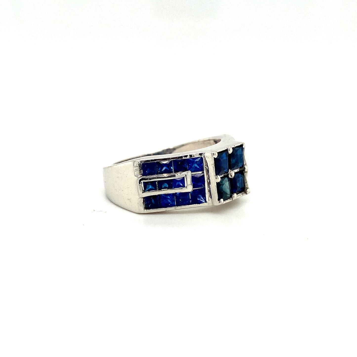 Natural Blue Sapphire Gemstone 925 Sterling Silver Ring - Side View | Paraiso Jewels