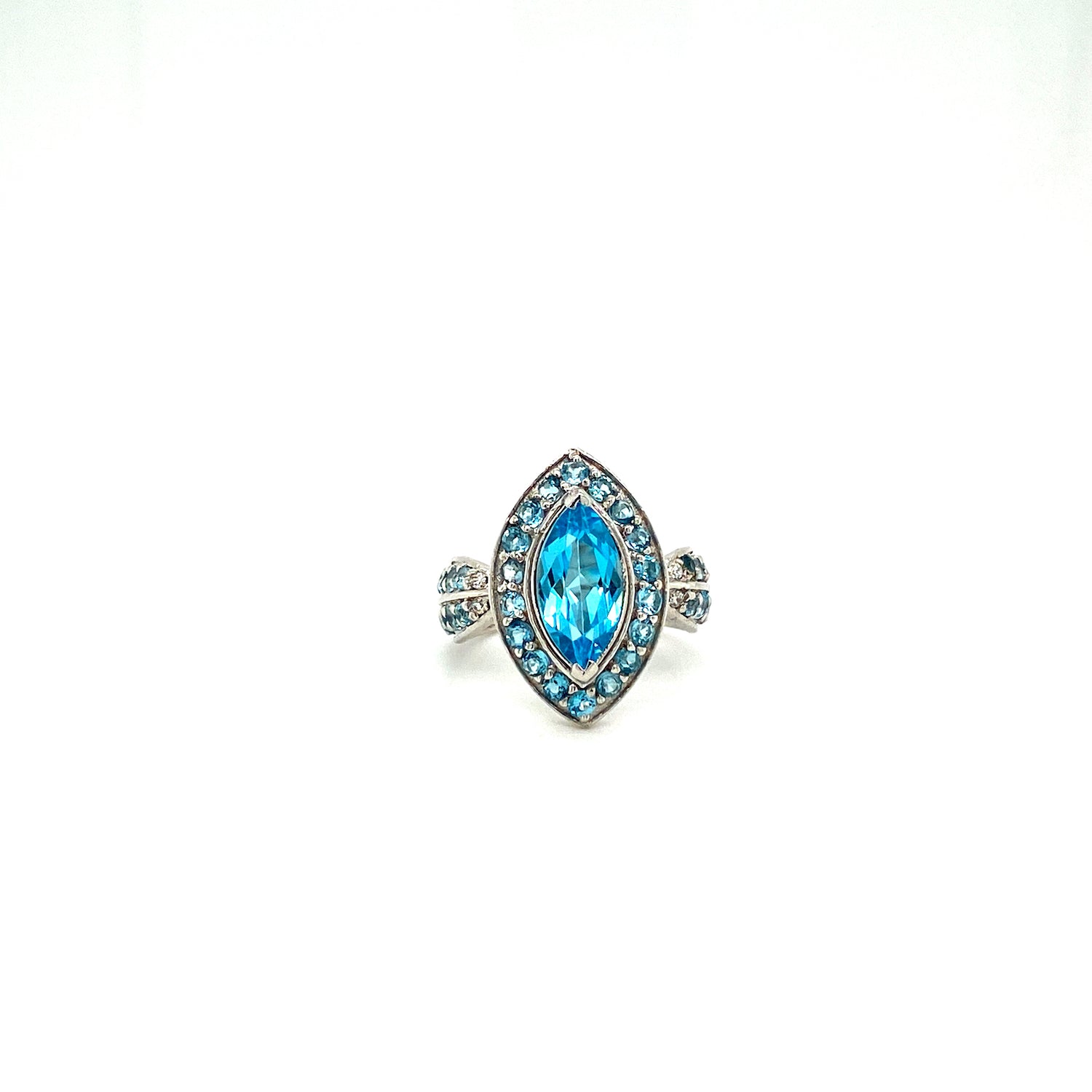 Natural Blue Topaz Gemstone 925 Sterling Silver Ring | Paraiso Jewels