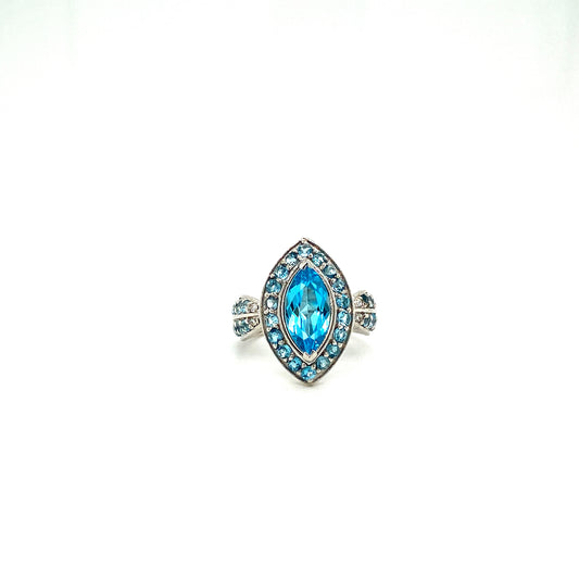 Natural Blue Topaz Gemstone 925 Sterling Silver Ring | Paraiso Jewels