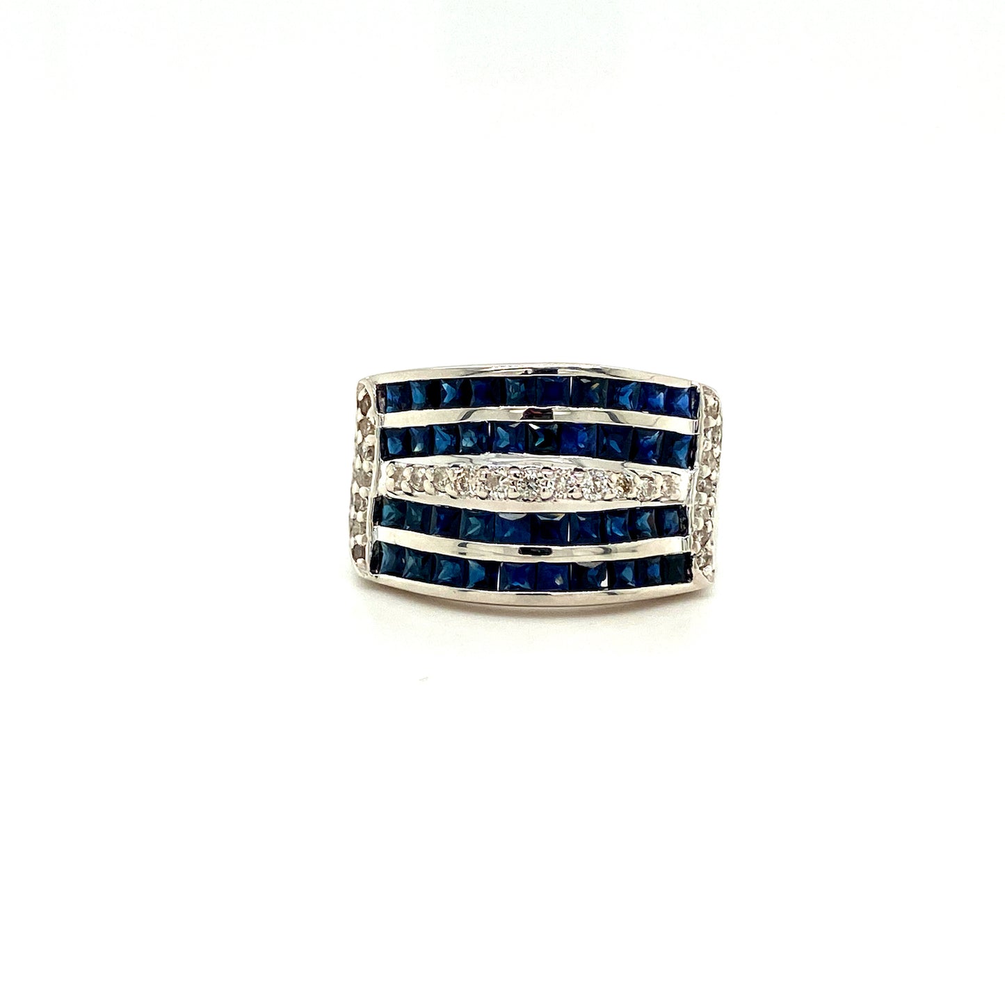 Natural Blue Sapphire and Diamond Gemstone 925 Sterling Silver Ring | Paraiso Jewels