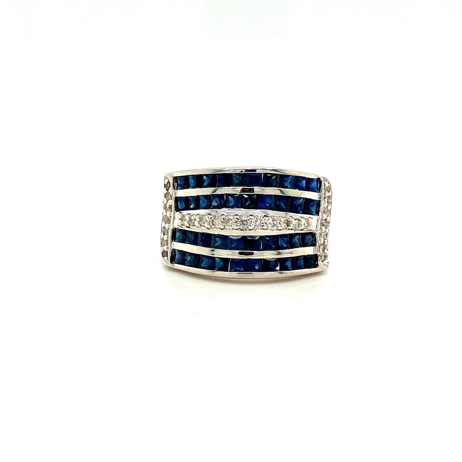 Natural Blue Sapphire and Diamond Gemstone 925 Sterling Silver Ring | Paraiso Jewels