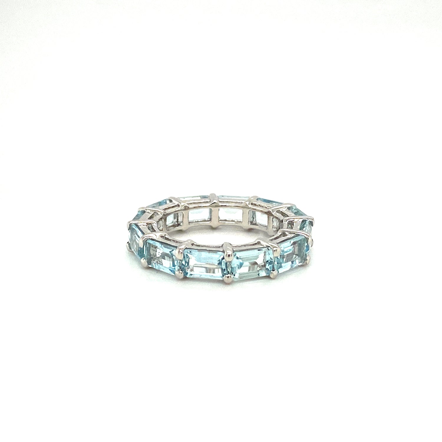 Natural Aquamarine Gemstone 925 Sterling Silver Ring - Side View | Paraiso Jewels