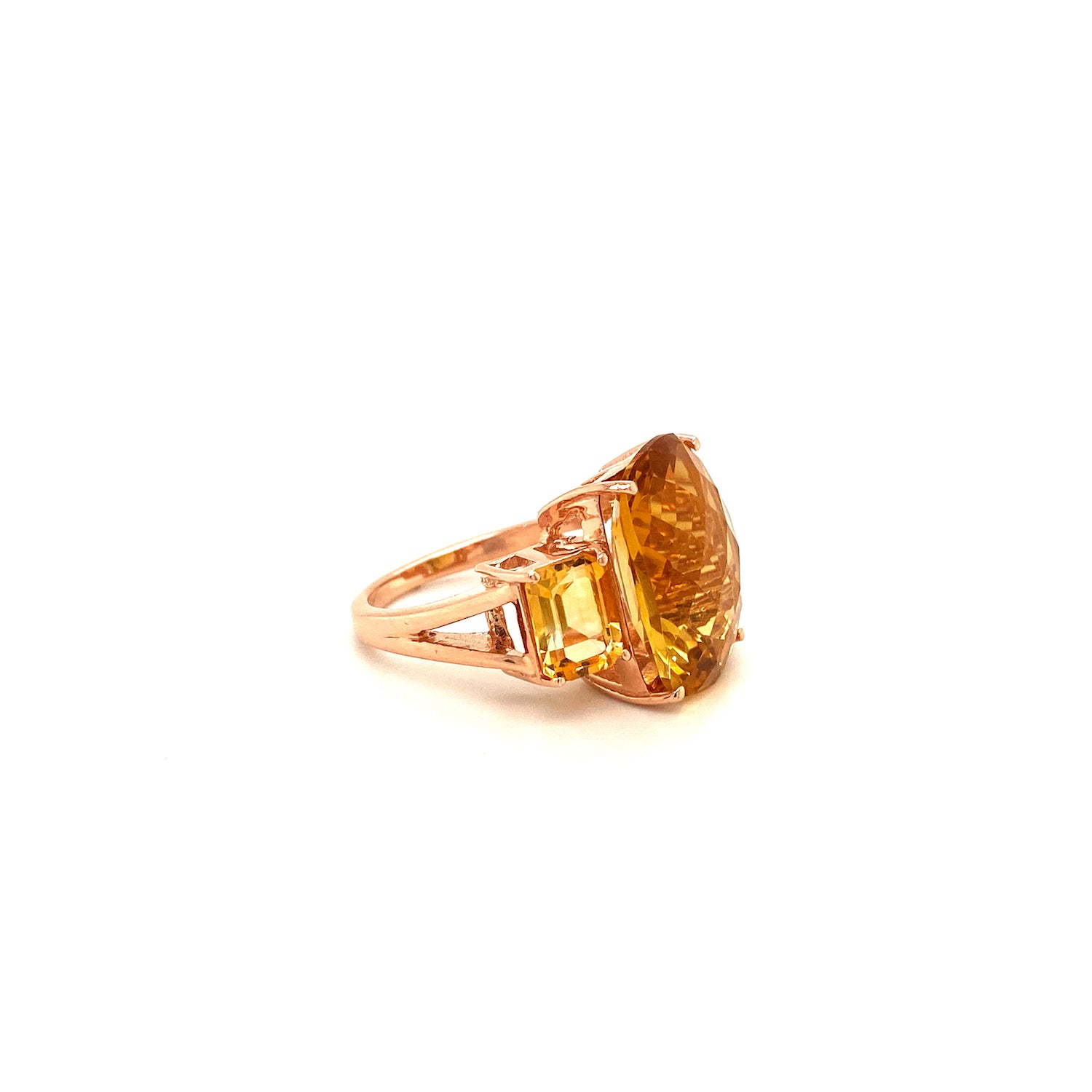 Natural Citrine Gemstone 925 Sterling Silver Ring - Side View | Paraiso Jewels