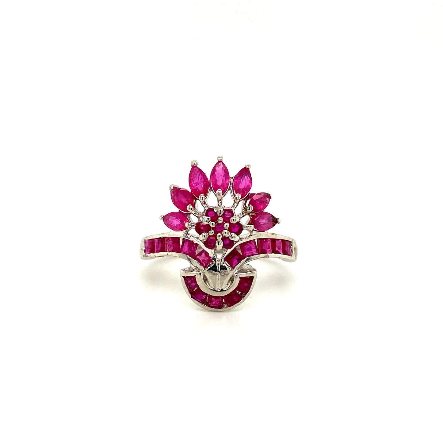 Natural Peacock Feather Ruby Diamond Gemstone 925 Sterling Silver Ring | Paraiso Jewels