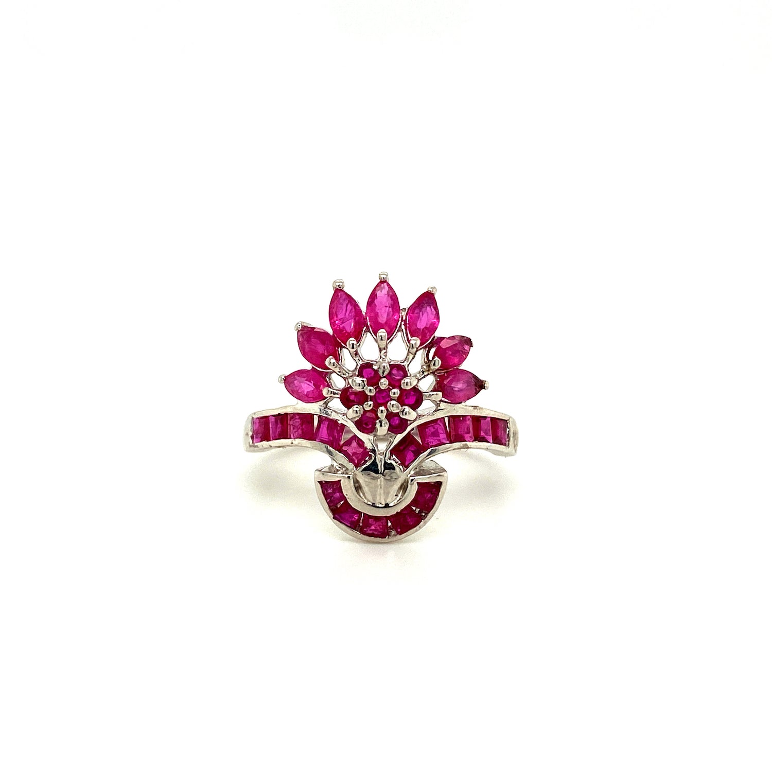 Natural Peacock Feather Ruby Diamond Gemstone 925 Sterling Silver Ring | Paraiso Jewels