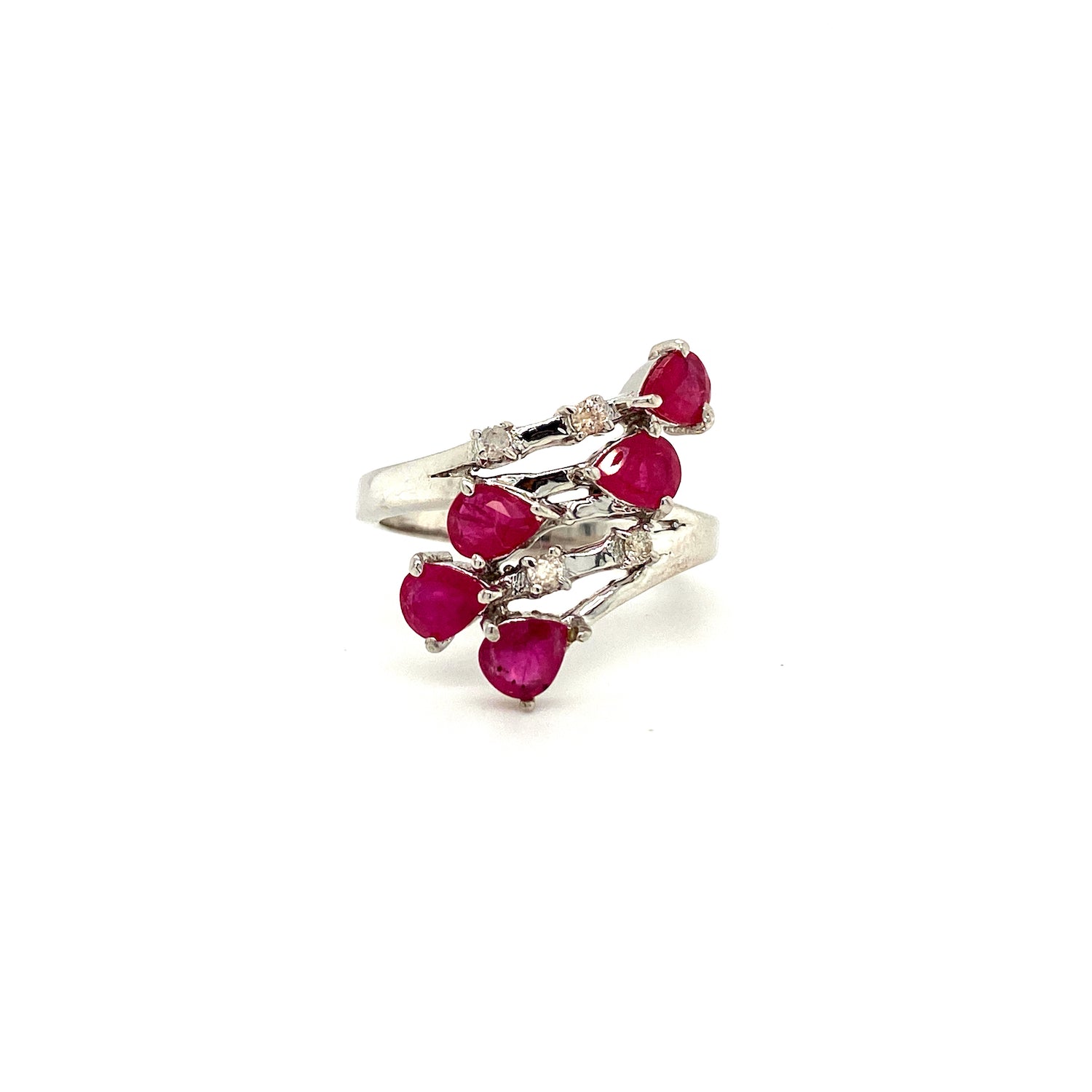 Natural Ruby and Diamond Gemstone 925 Sterling Silver Ring | Paraiso Jewels