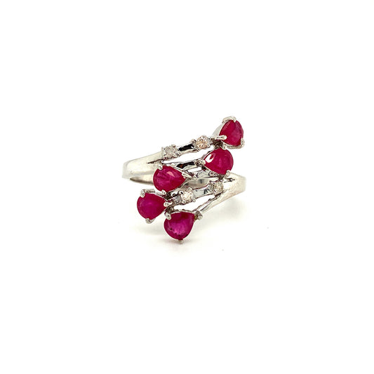 Natural Ruby and Diamond Gemstone 925 Sterling Silver Ring | Paraiso Jewels