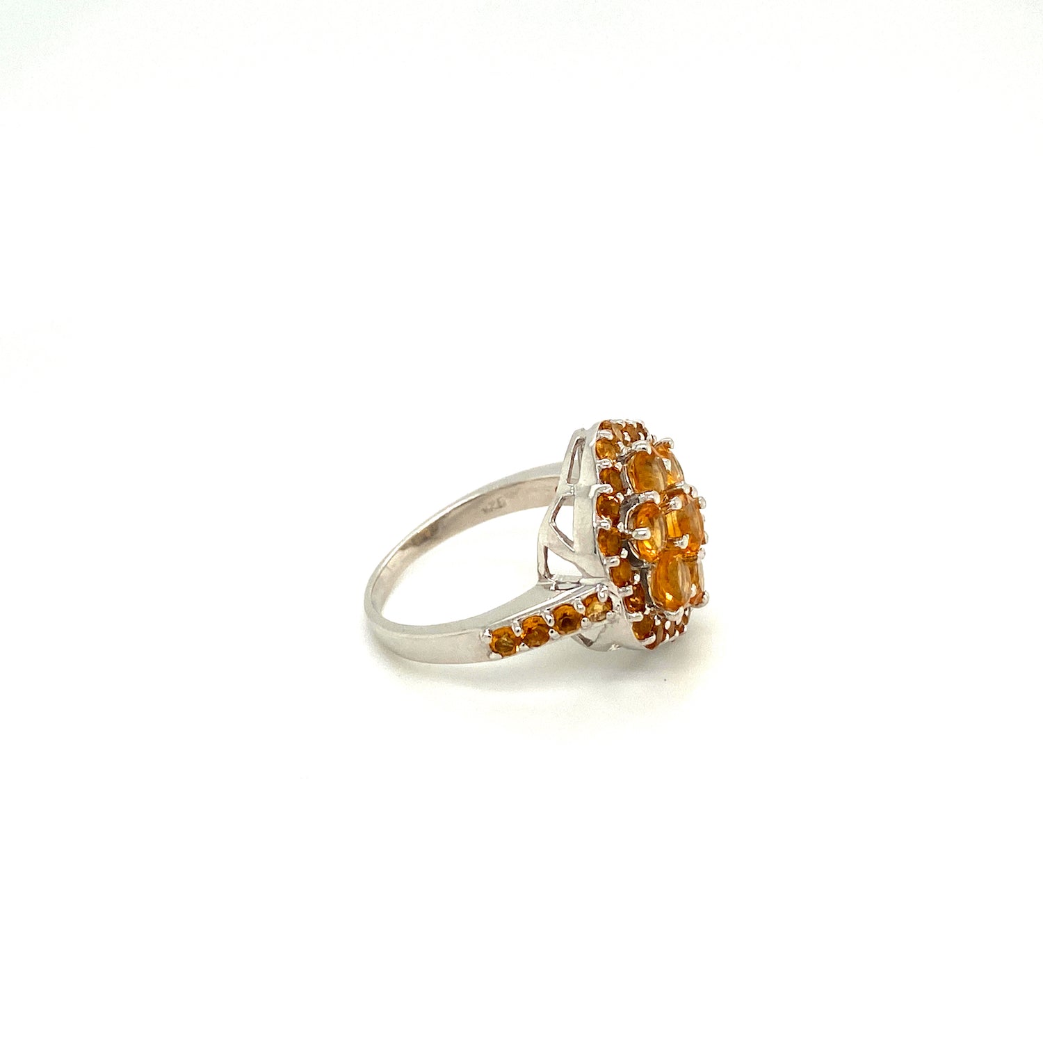 Natural Citrine Gemstone 925 Sterling Silver Ring - Side View | Paraiso Jewels