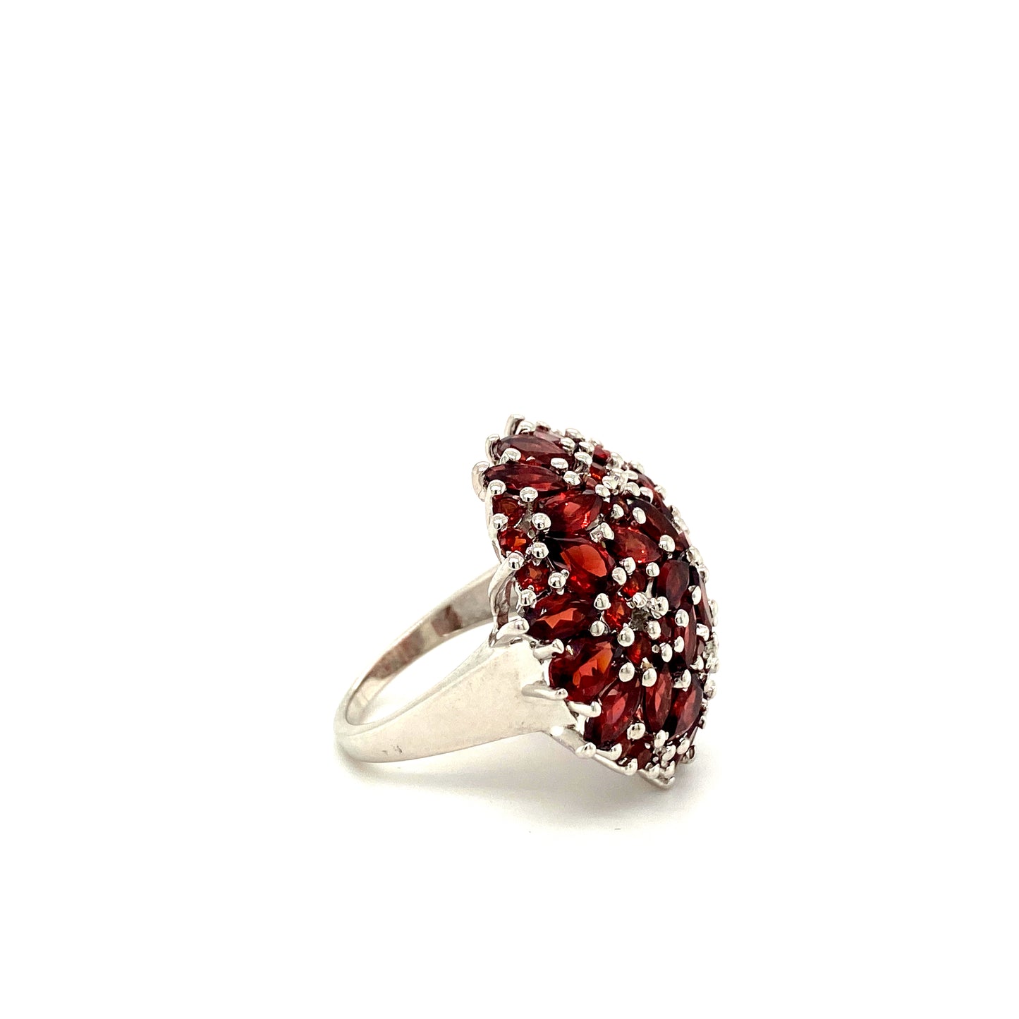 Natural Garnet Gemstone 925 Sterling Silver Ring - Side View | Paraiso Jewels