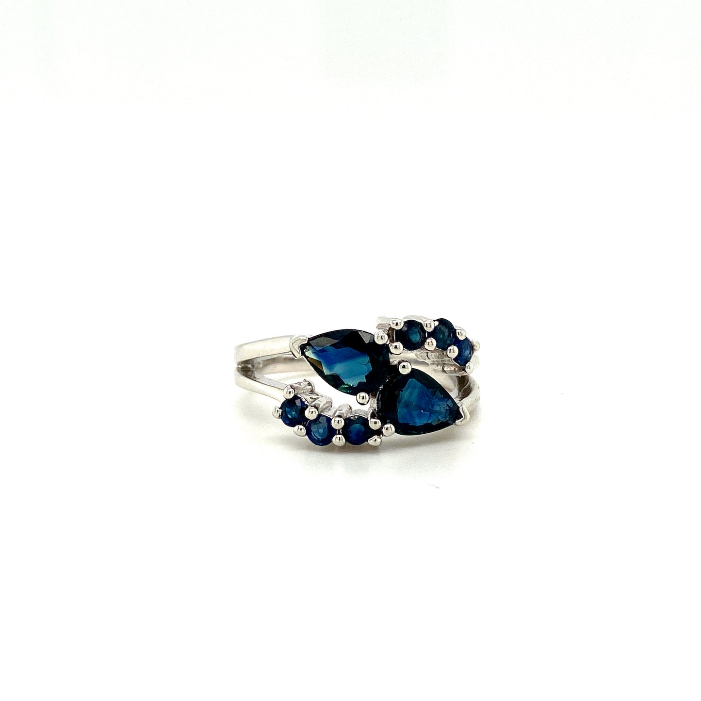 Natural Blue Sapphire Gemstone 925 Sterling Silver Stack Ring | Paraiso Jewels