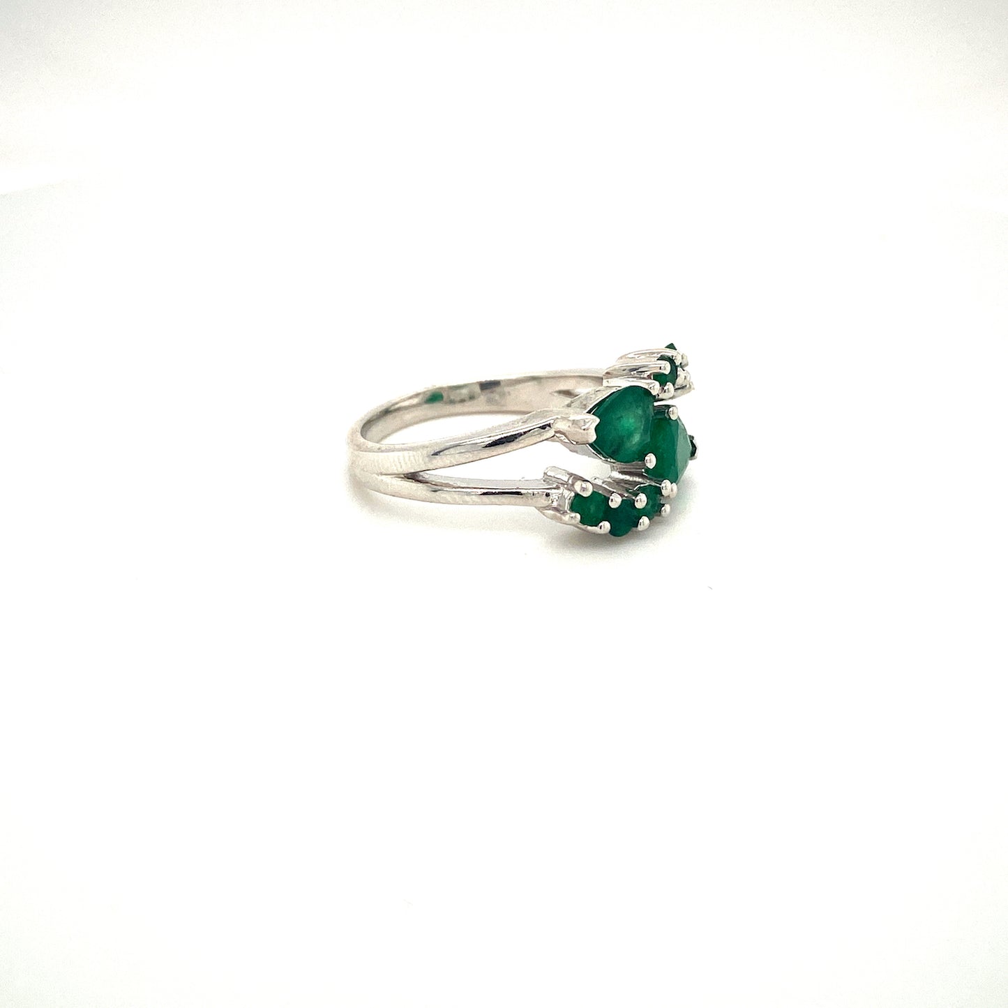 Natural Emerald Gemstone 925 Sterling Silver Statement Ring - Side View | Paraiso Jewels
