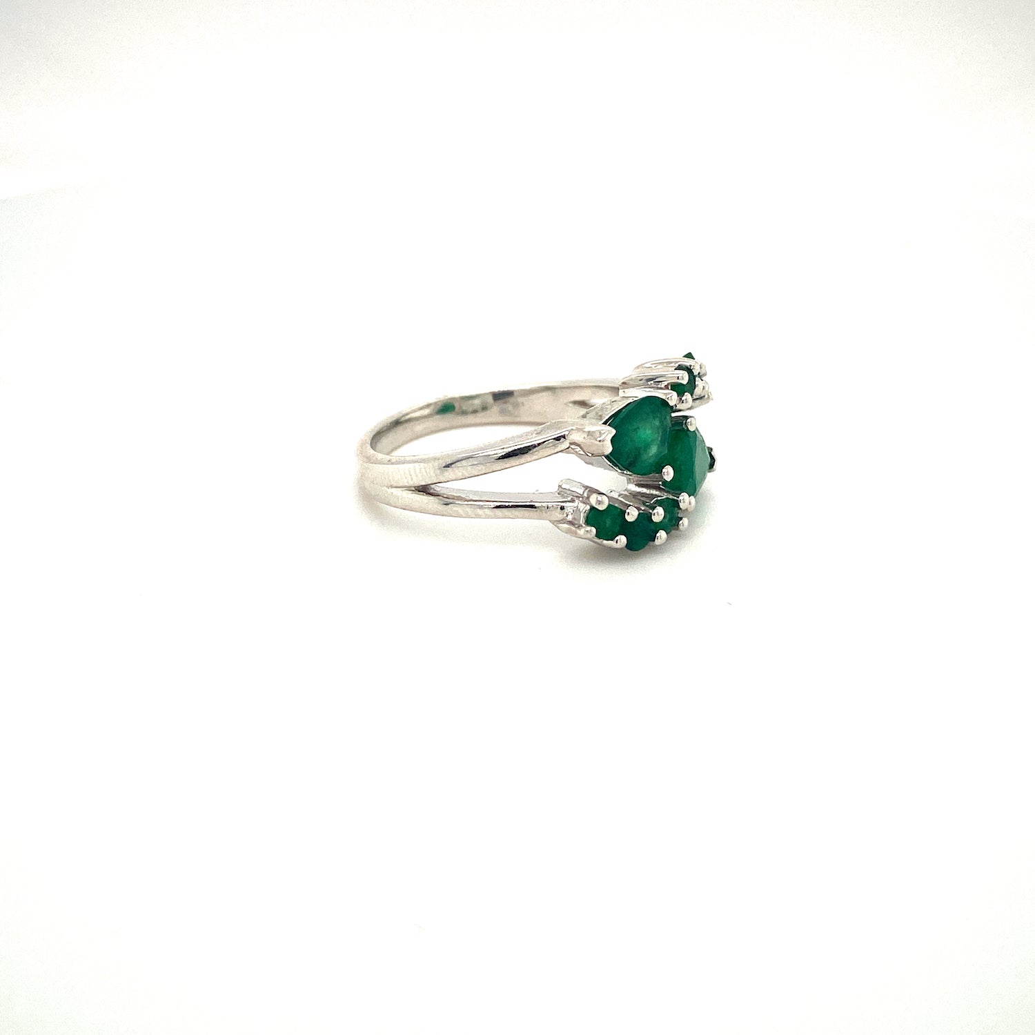Natural Emerald Gemstone 925 Sterling Silver Statement Ring - Side View | Paraiso Jewels