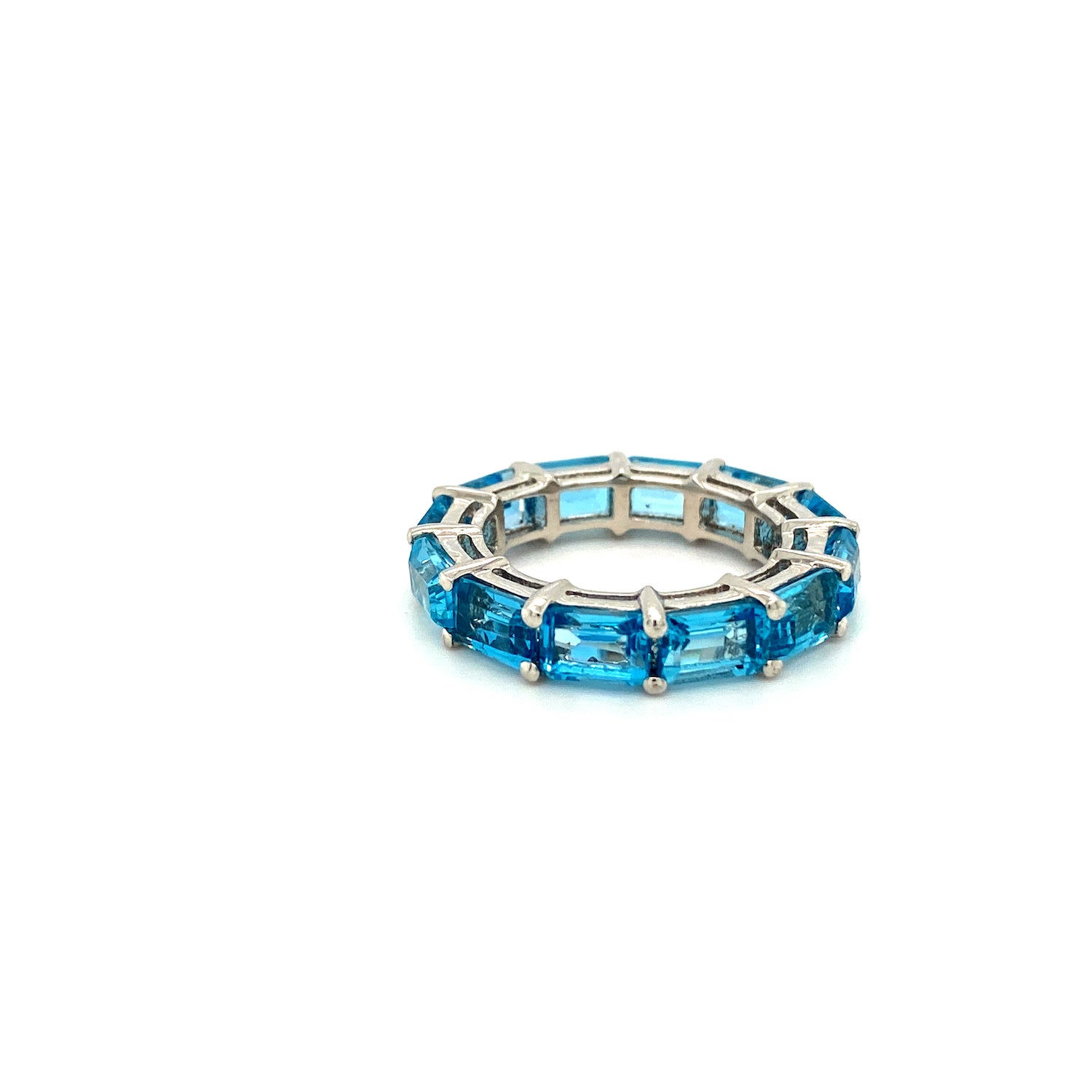 Natural Blue Topaz Gemstone 925 Sterling Silver Ring - Side View | Paraiso Jewels