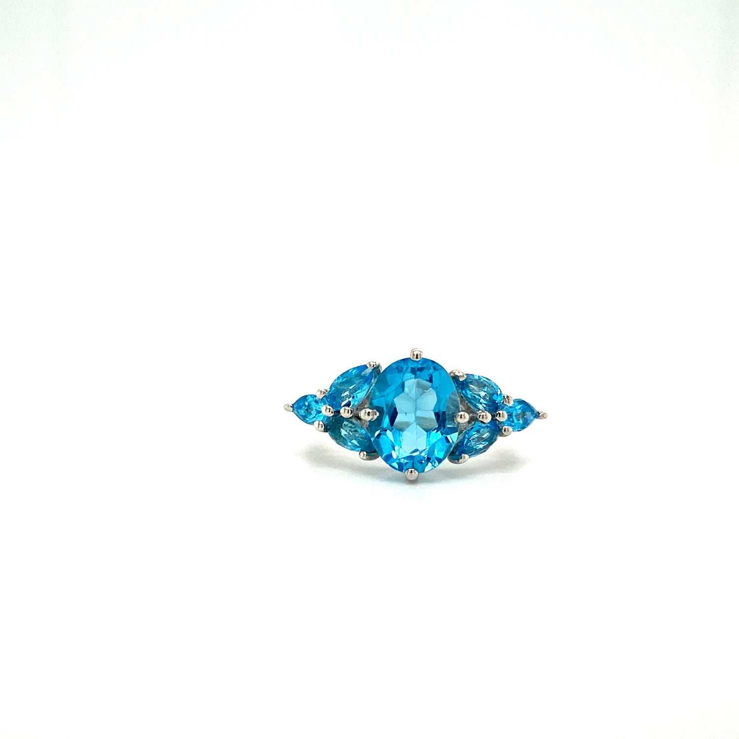 Natural Blue Topaz Gemstone 925 Sterling Silver Ring | Paraiso Jewels