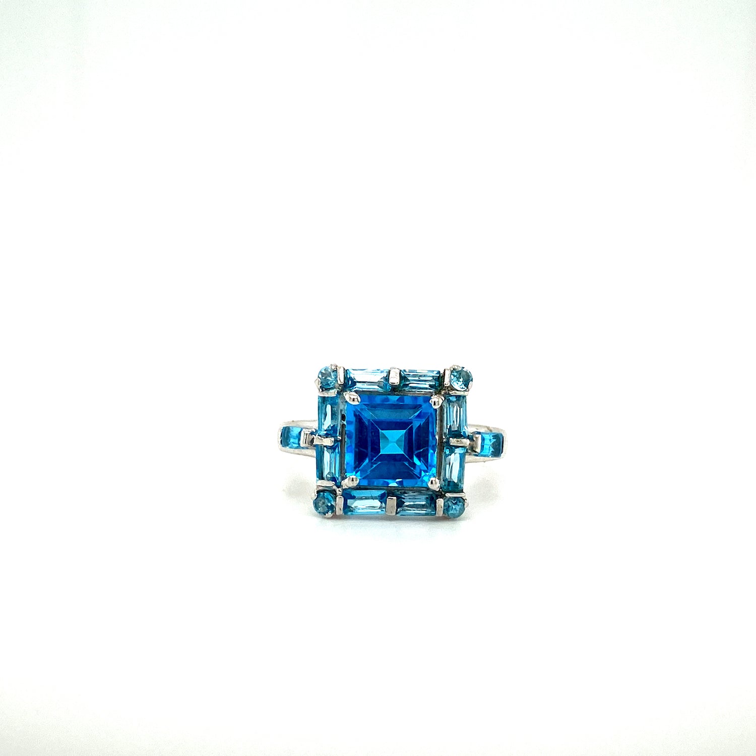Natural Blue Topaz Gemstone 925 Sterling Silver Ring | Paraiso Jewels