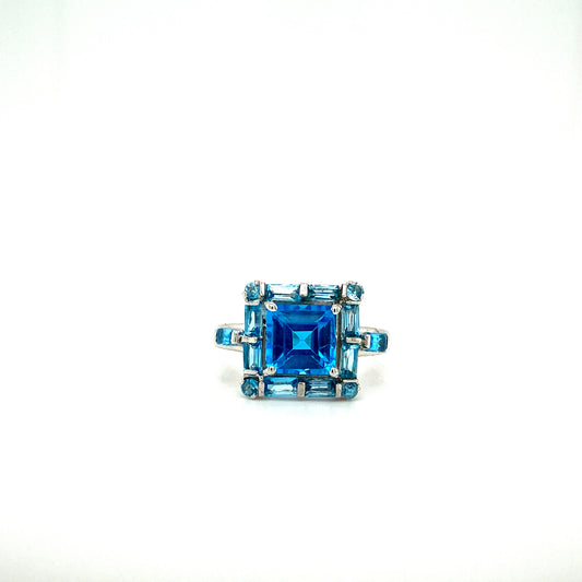 Natural Blue Topaz Gemstone 925 Sterling Silver Ring | Paraiso Jewels