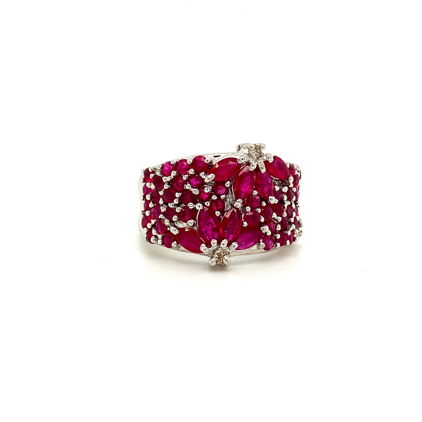 Dainty Ruby Diamond Gemstone 925 Sterling Silver Ring | Paraiso Jewels