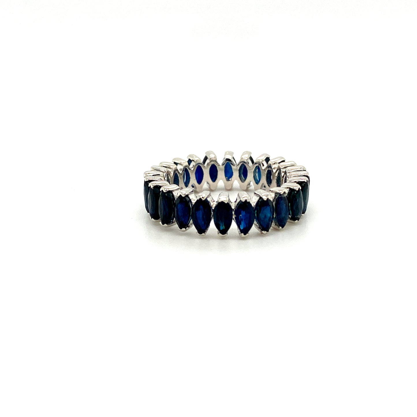 Natural Blue Sapphire Gemstone 925 Sterling Silver Ring Band - Side View | Paraiso Jewels
