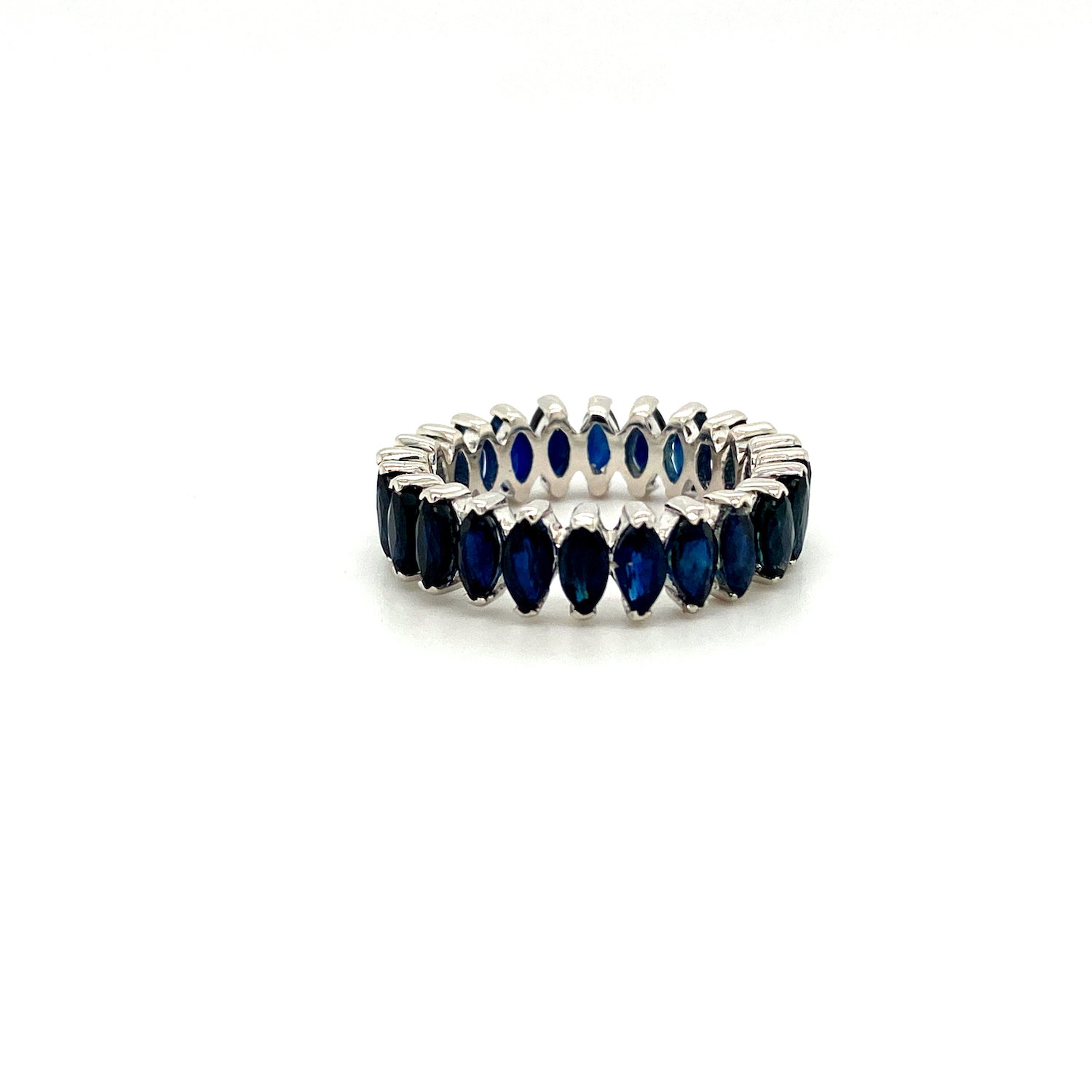 Natural Blue Sapphire Gemstone 925 Sterling Silver Ring Band - Side View | Paraiso Jewels