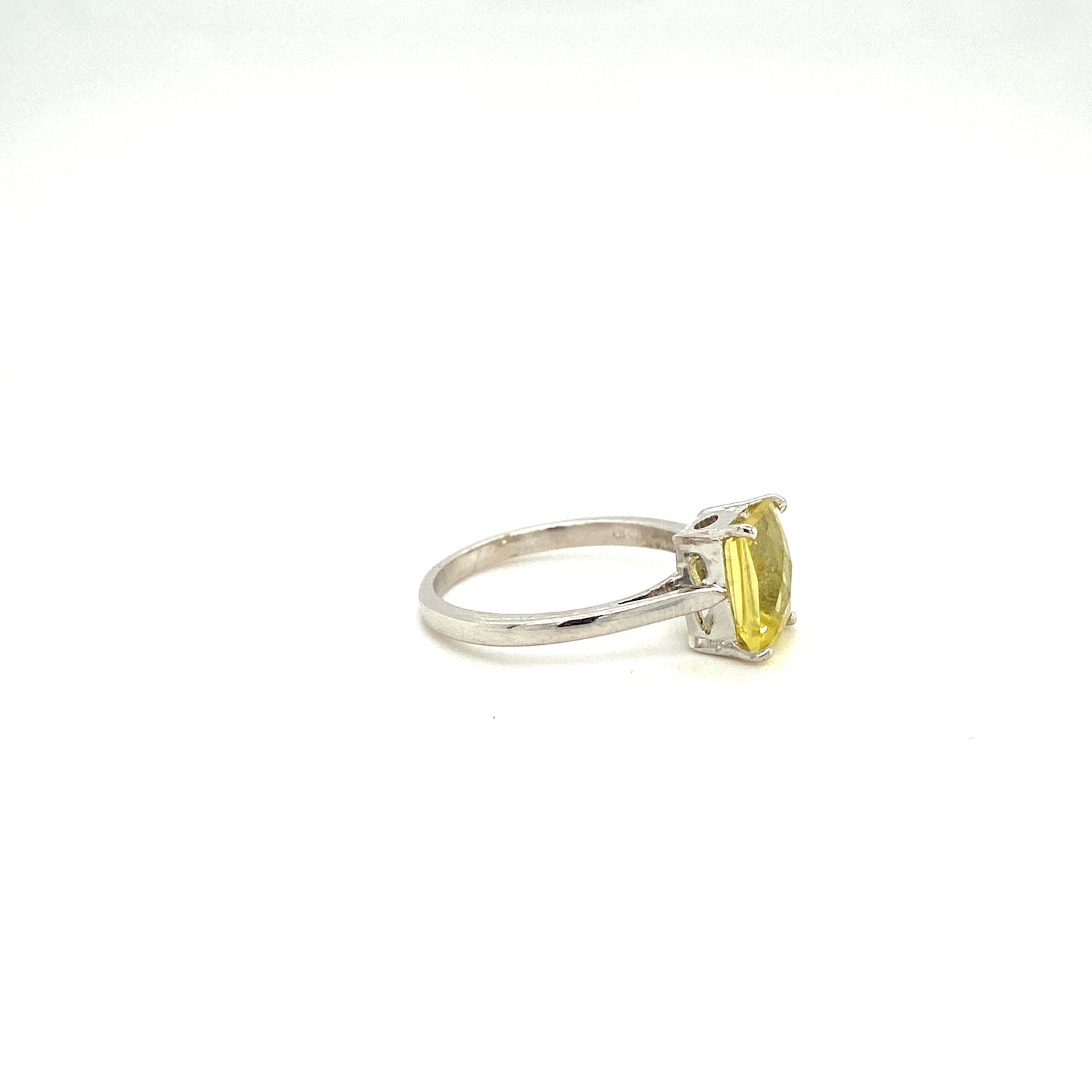 Natural Lemon Topaz Gemstone 925 Sterling Silver Ring - Side View | Paraiso Jewels