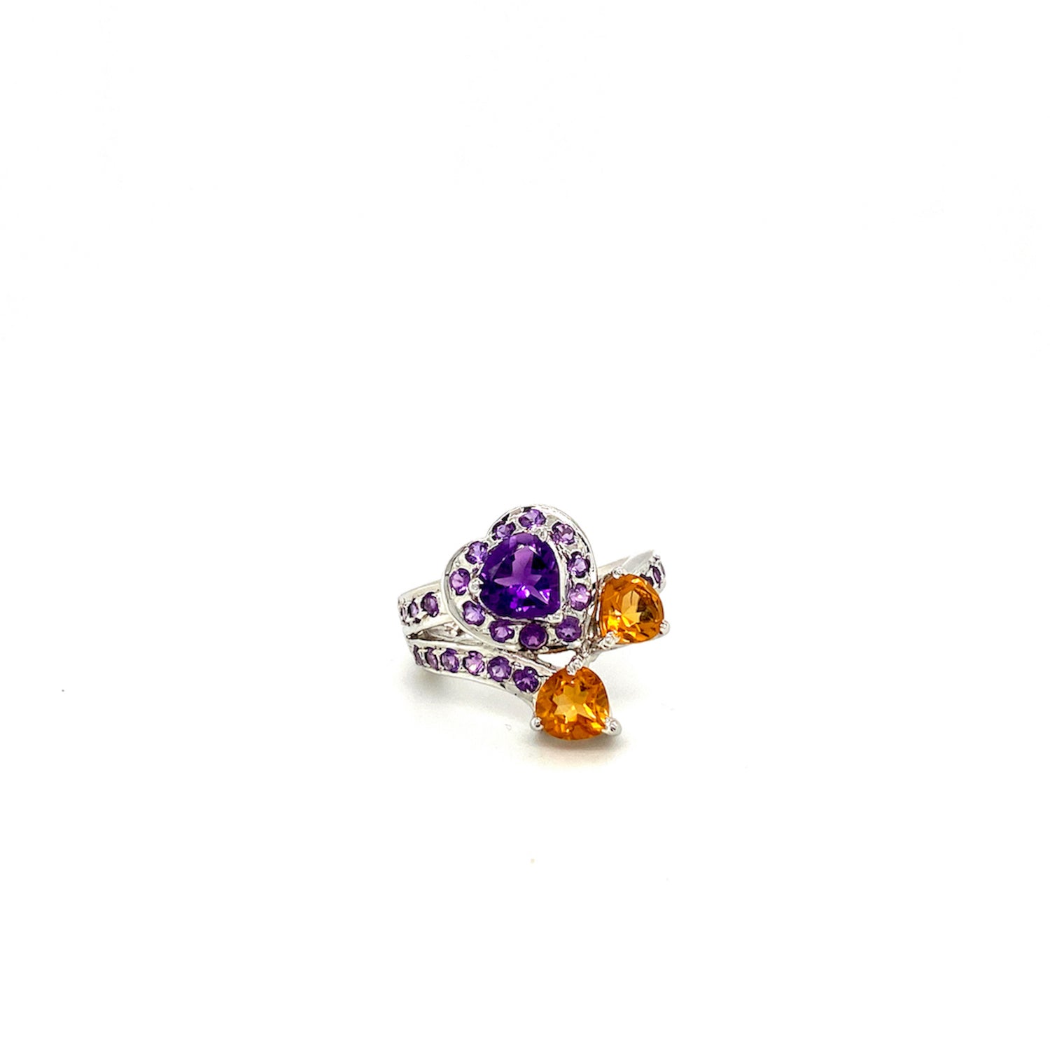 Natural Citrine and Amethyst Gemstone 925 Sterling Silver Ring | Paraiso Jewels