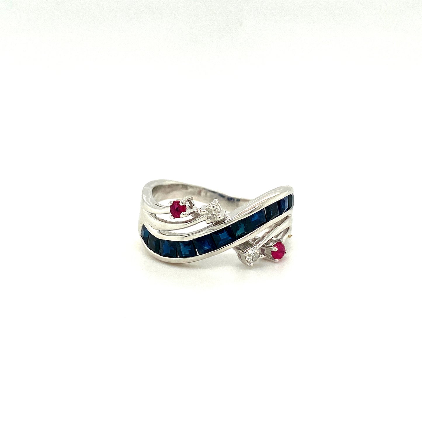 Natural Sapphire With Diamond , Rubi And  Gemstone 925 Sterling Silver Ring