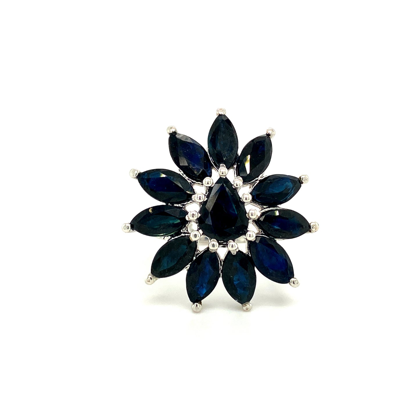 Natural Sapphire and Diamond Gemstone 925 Sterling Silver Ring | Paraiso Jewels