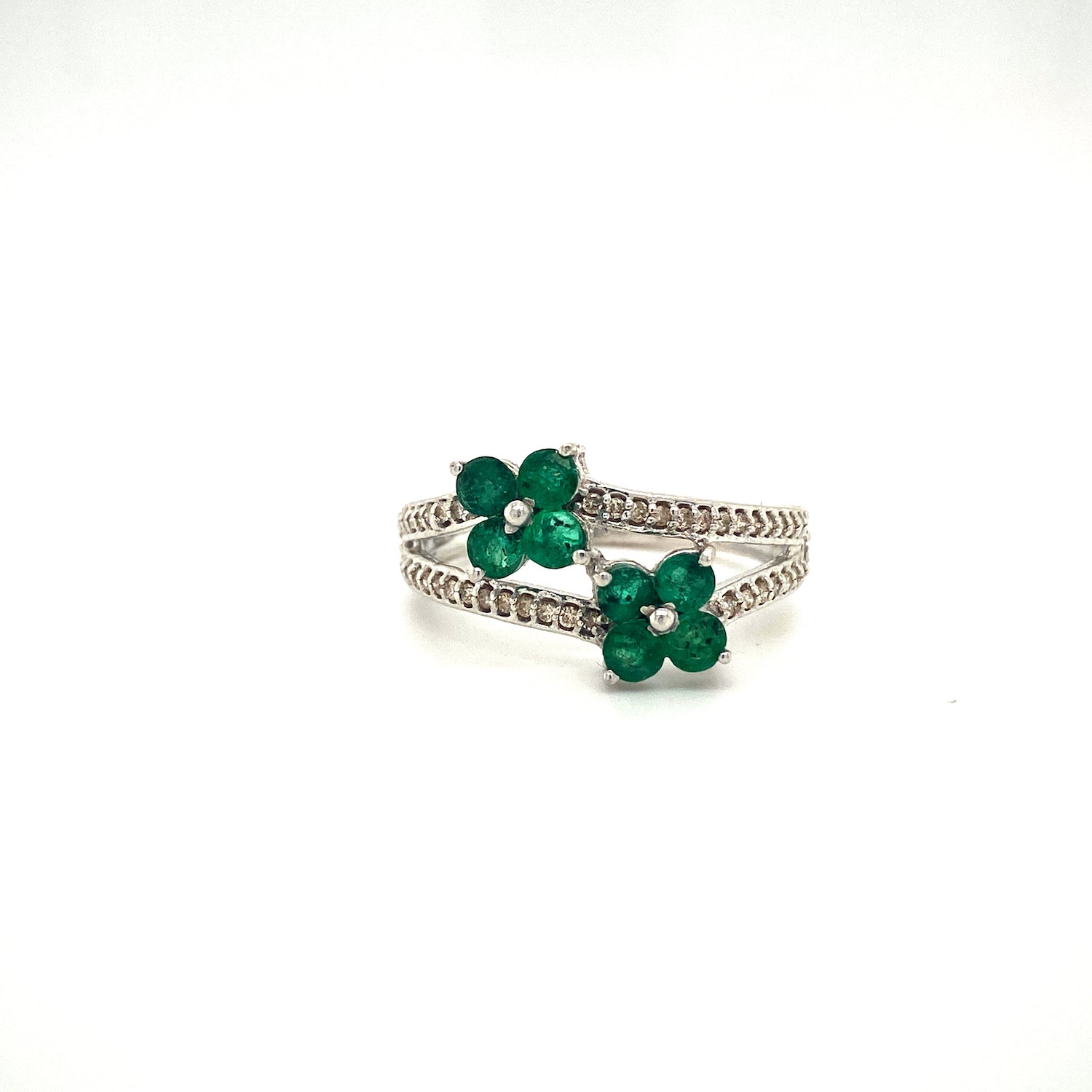 Natural Emerald and Diamond Gemstone 925 Sterling Silver Ring | Paraiso Jewels