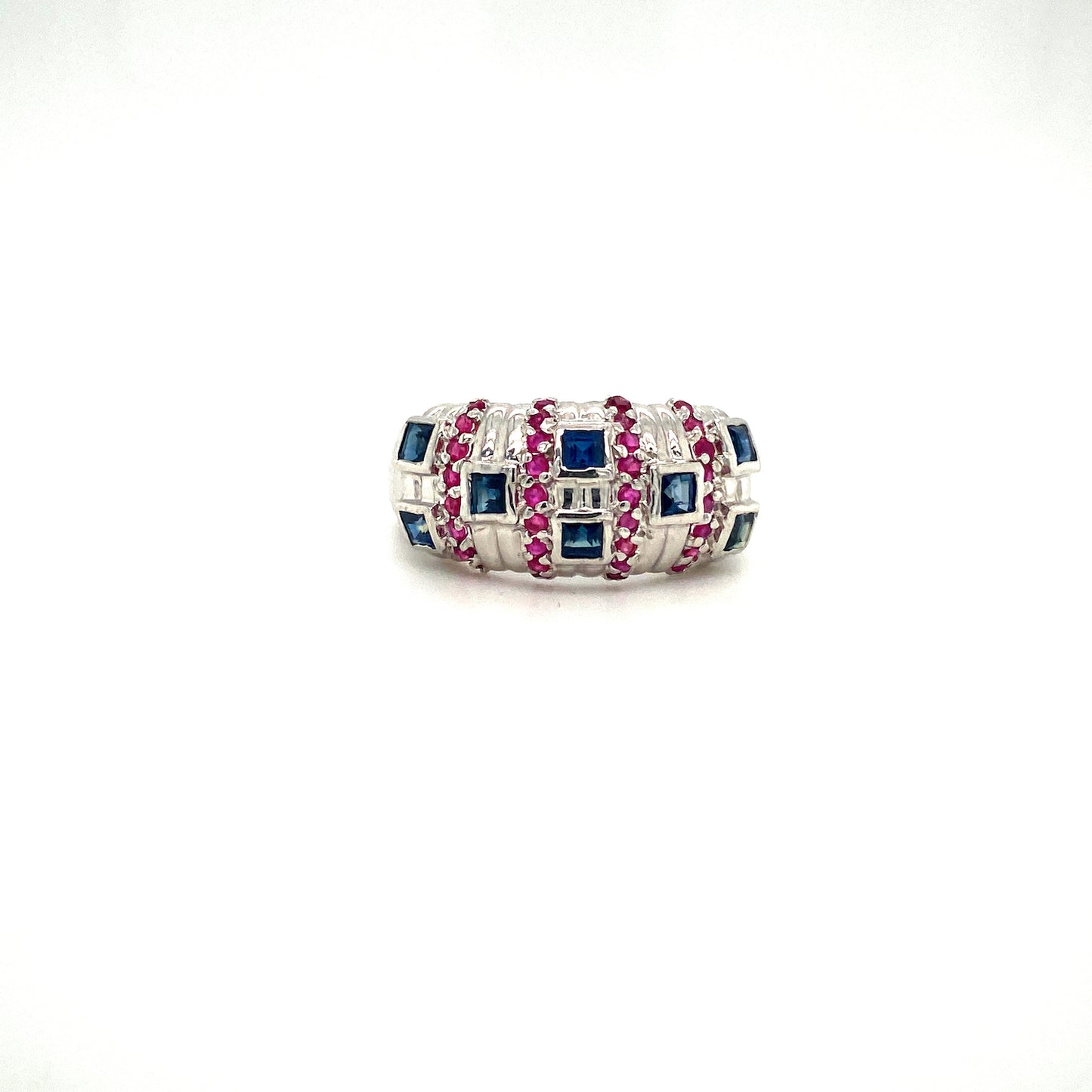 Natural Sapphire Ruby Diamond Gemstone 925 Sterling Silver Ring | Paraiso Jewels