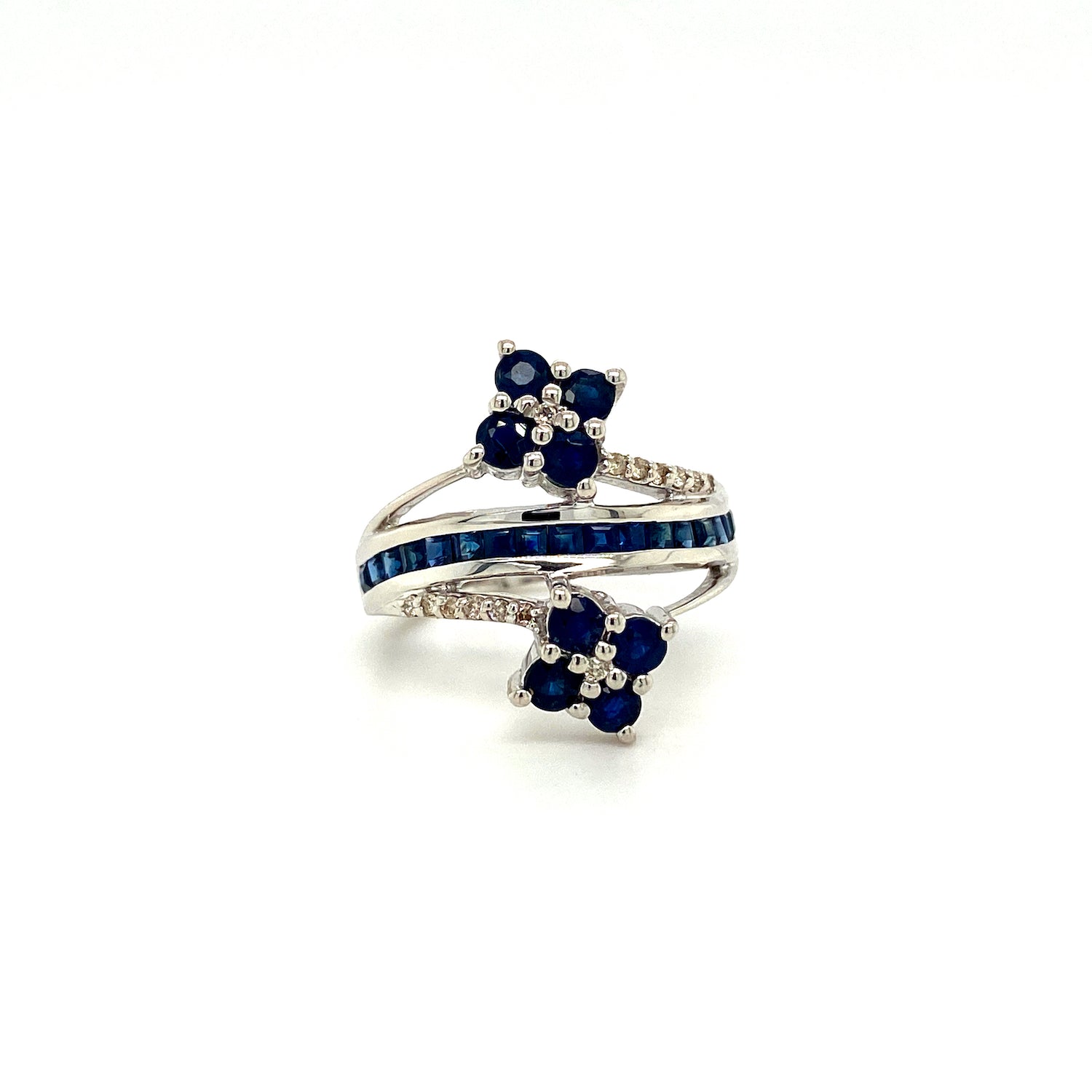 Natural Sapphire and Diamond Gemstone 925 Sterling Silver Ring | Paraiso Jewels