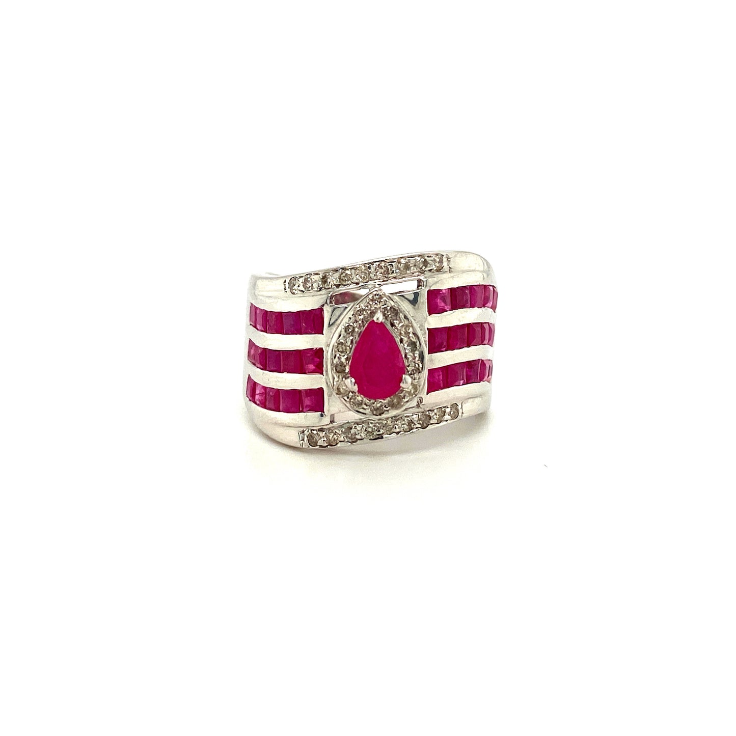 Natural Ruby and Diamond Gemstone 925 Sterling Silver Ring | Paraiso Jewels