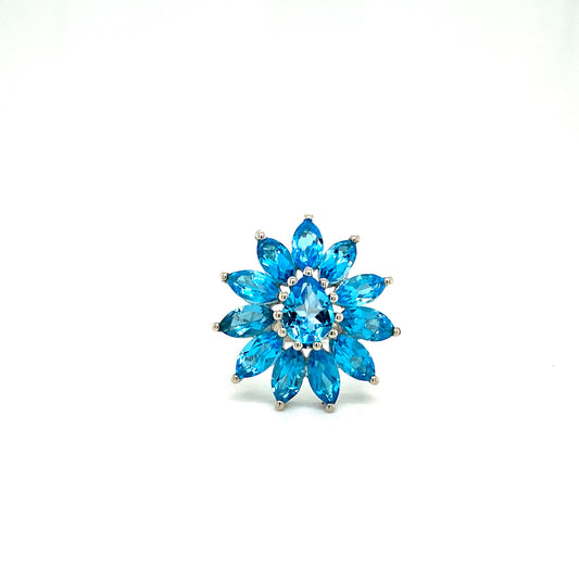 Natural Blue Topaz Gemstone 925 Sterling Silver Ring | Paraiso Jewels