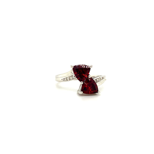 Natural Garnet and Diamond Gemstone 925 Sterling Silver Ring | Paraiso Jewels