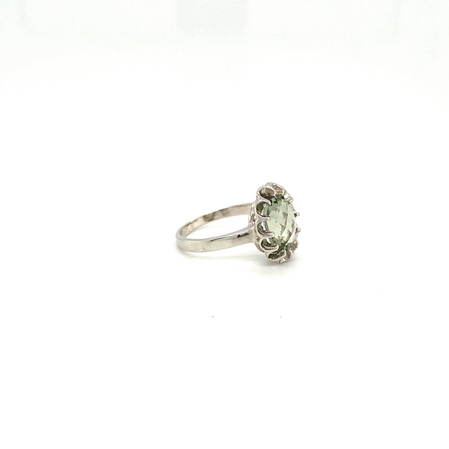 Natural Green Amethyst Gemstone 925 Sterling Silver Ring - Side View | Paraiso Jewels