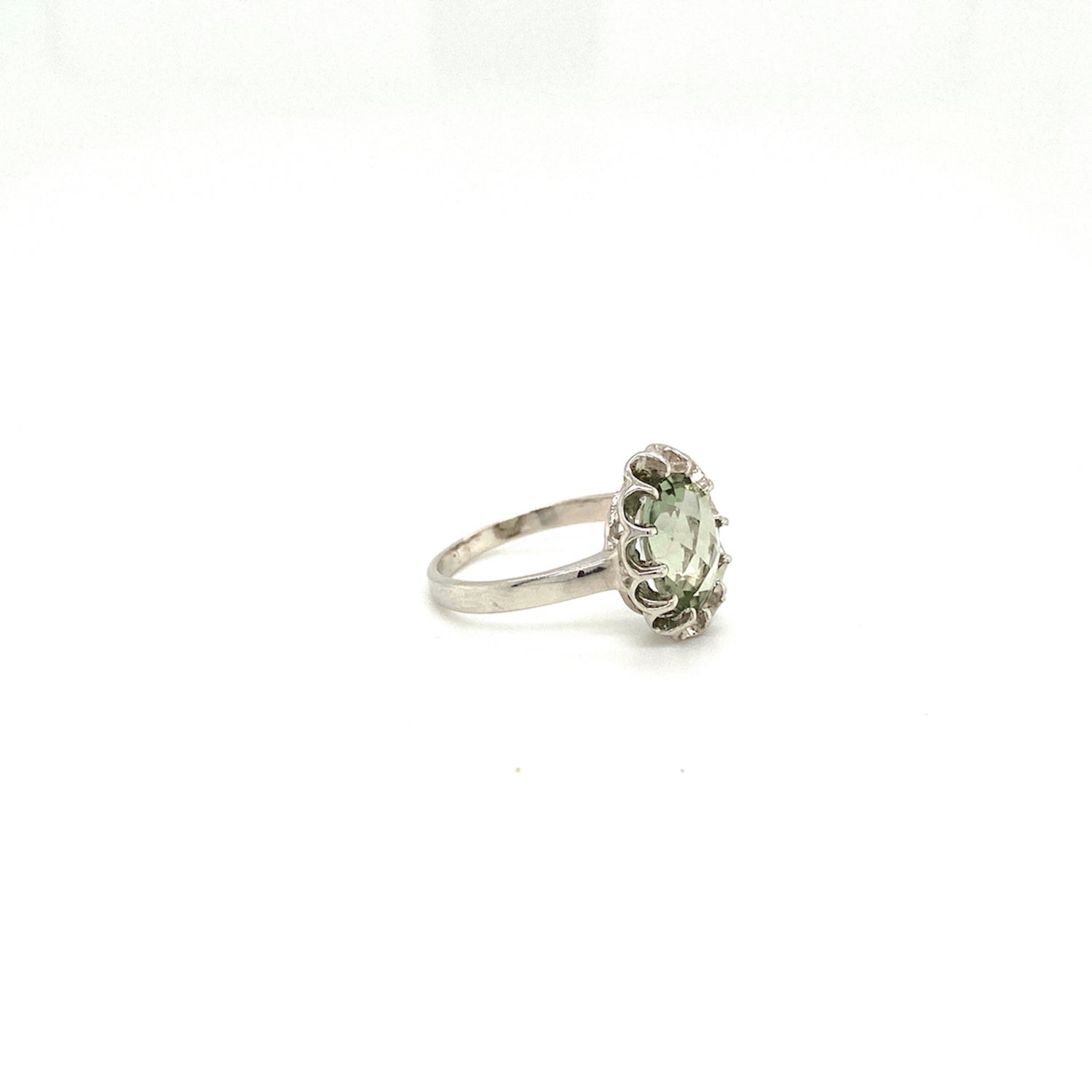 Natural Green Amethyst Gemstone 925 Sterling Silver Ring - Side View | Paraiso Jewels