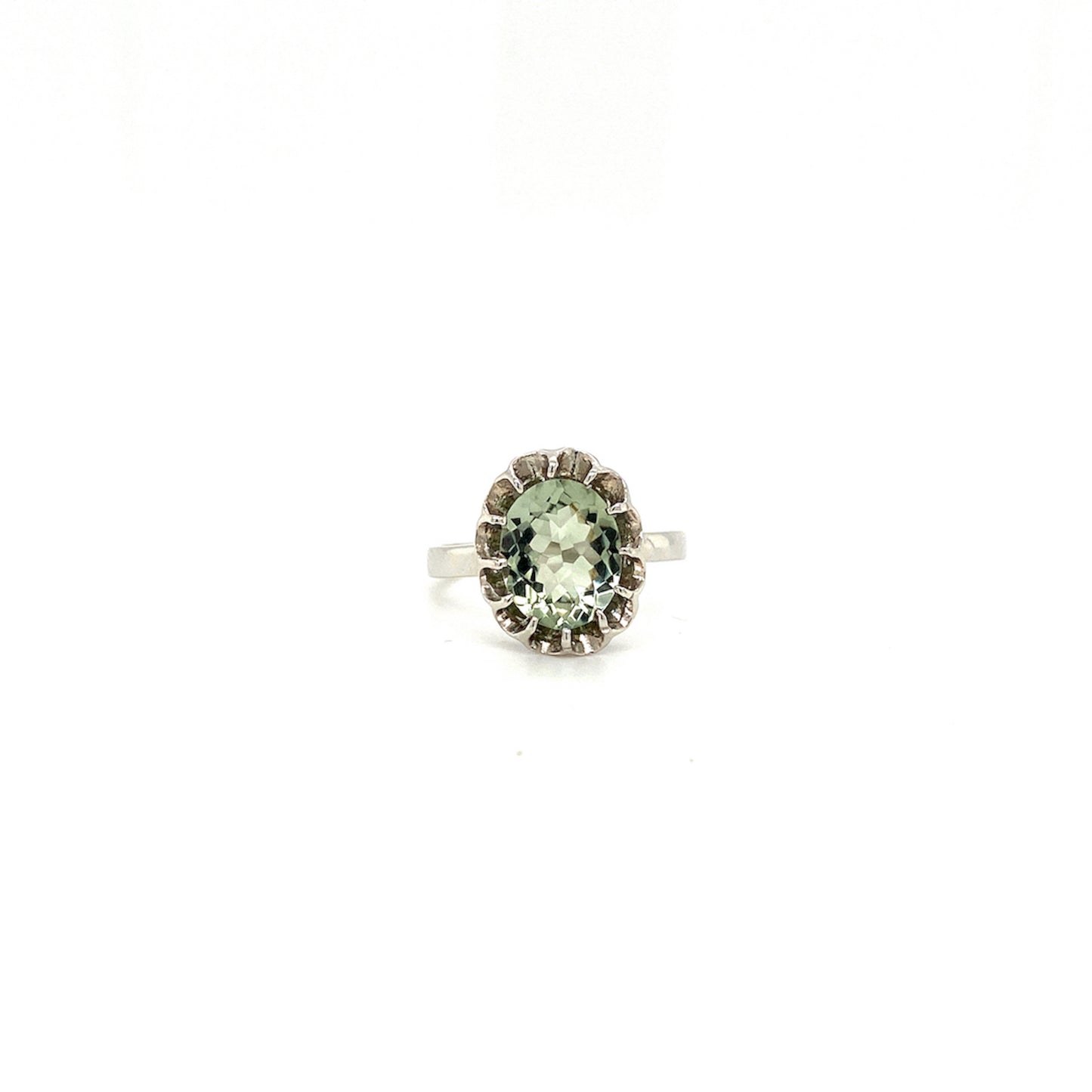 Natural Green Amethyst Gemstone 925 Sterling Silver Ring | Paraiso Jewels