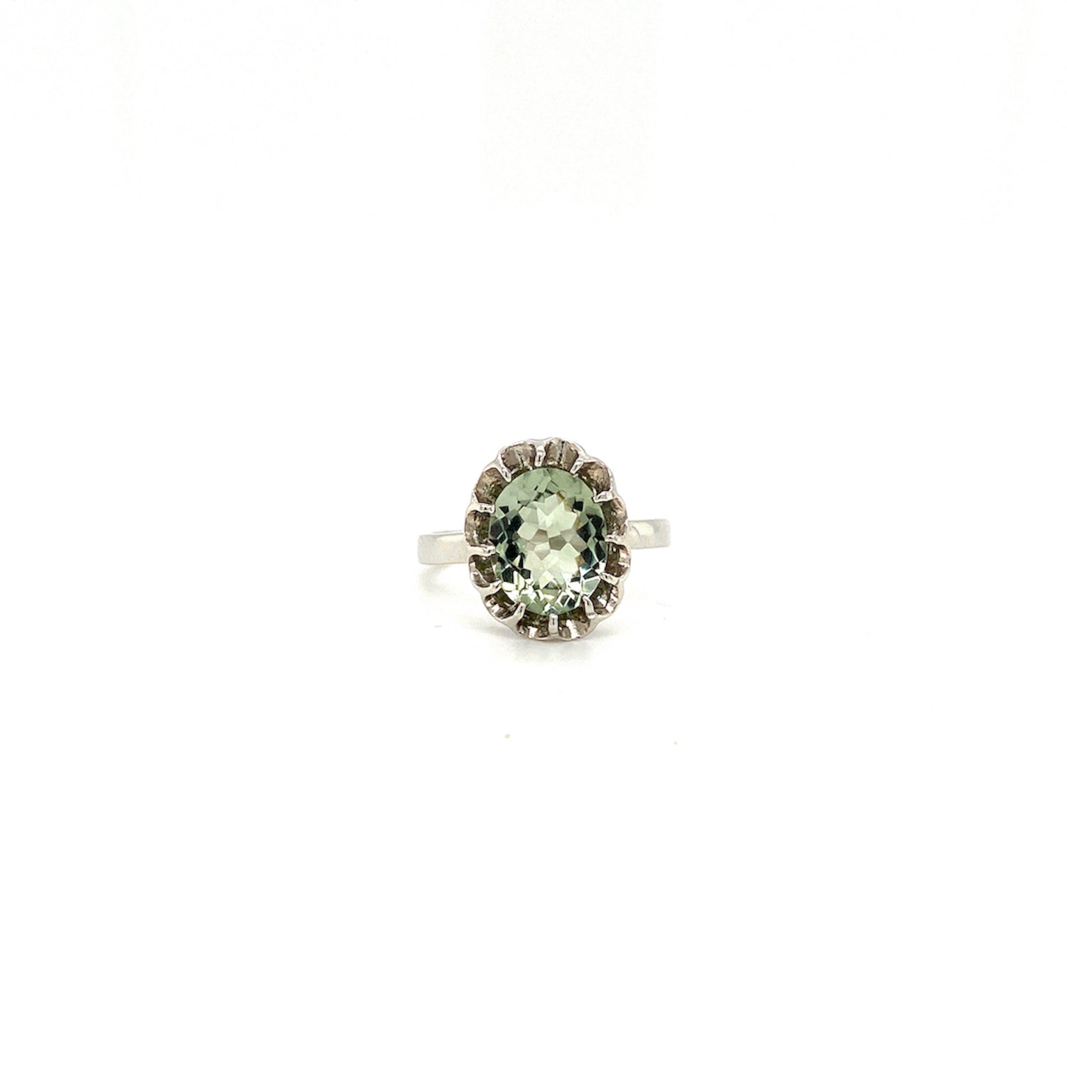 Natural Green Amethyst Gemstone 925 Sterling Silver Ring | Paraiso Jewels