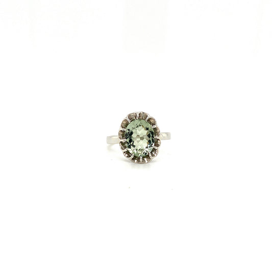 Natural Green Amethyst Gemstone 925 Sterling Silver Ring | Paraiso Jewels