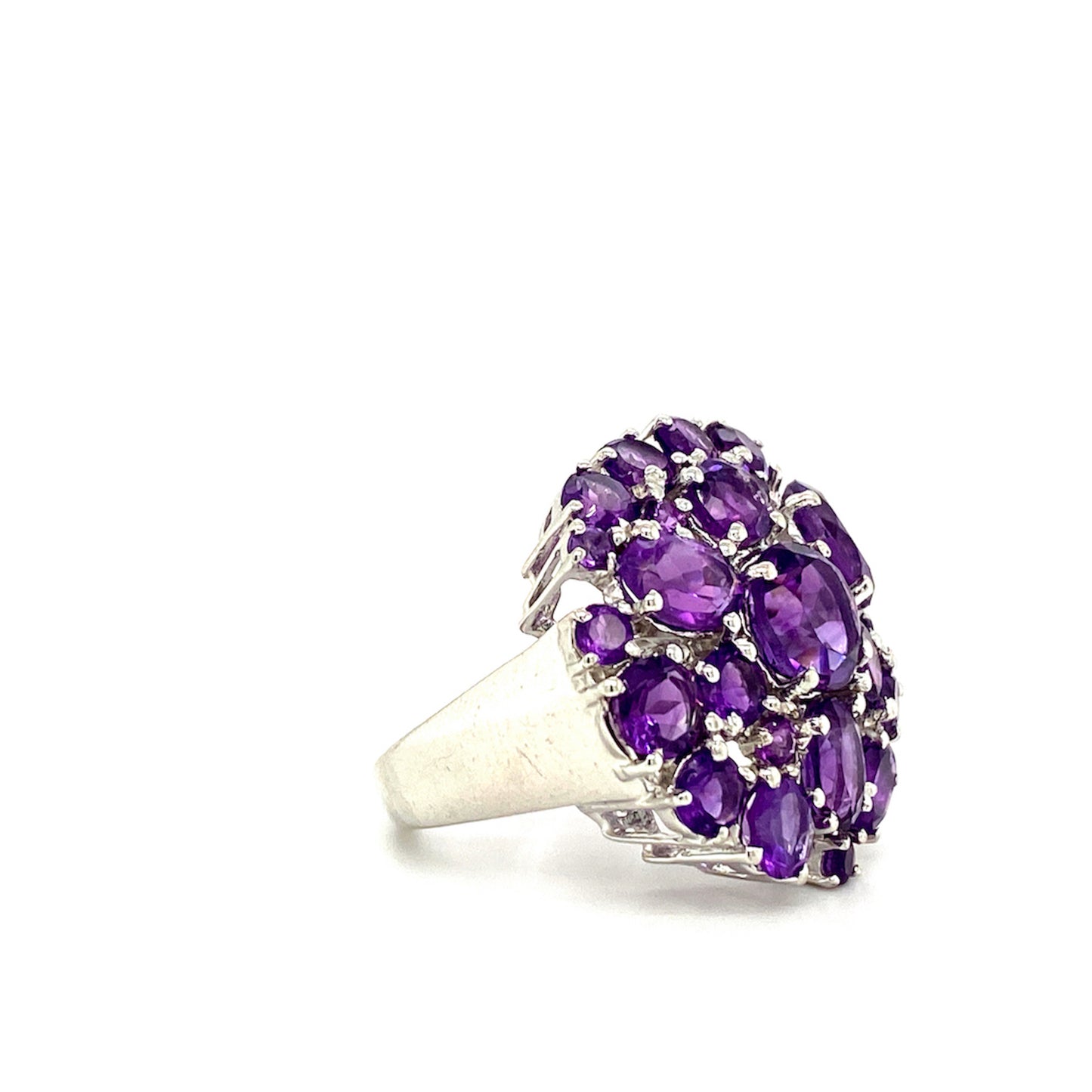 Natural Amethyst Gemstone 925 Sterling Silver Ring - Side View | Paraiso Jewels