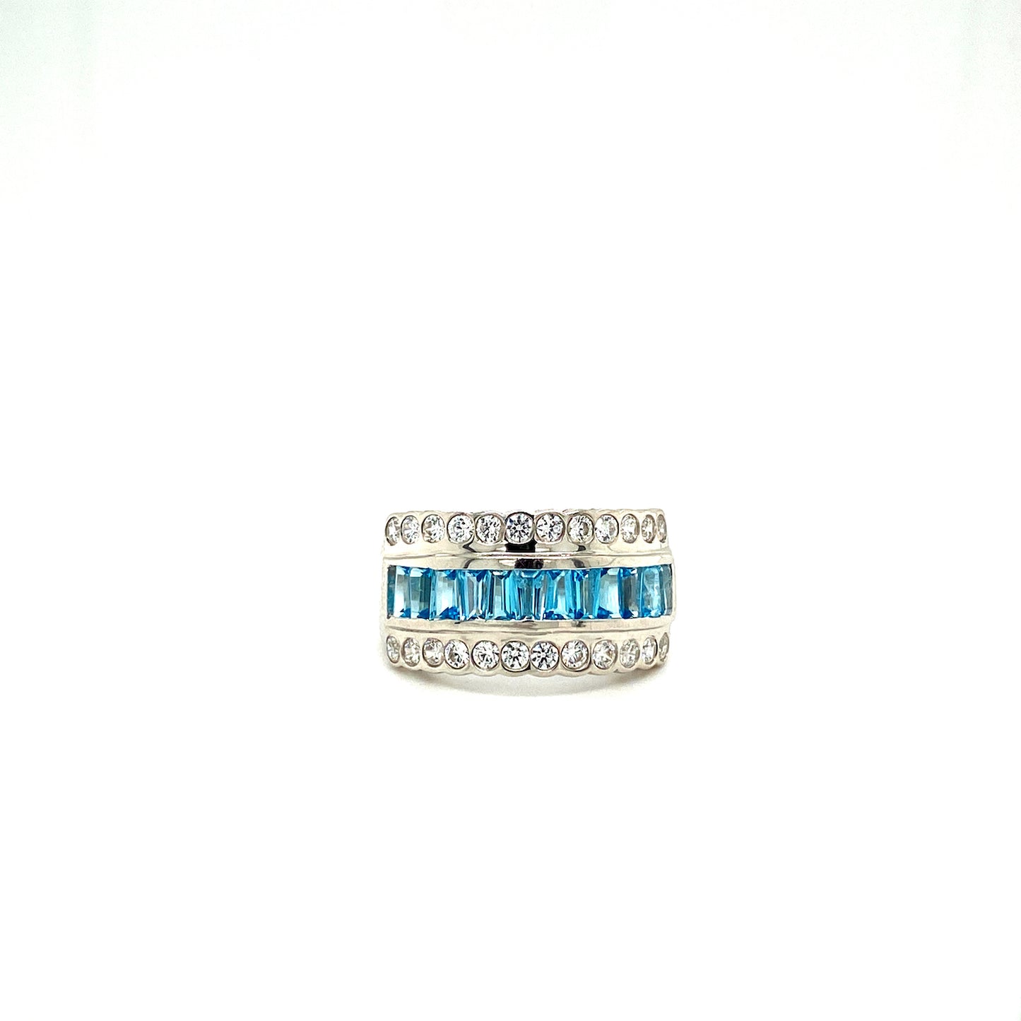 Natural Blue Topaz Diamond Gemstone 925 Sterling Silver Ring | Paraiso Jewels