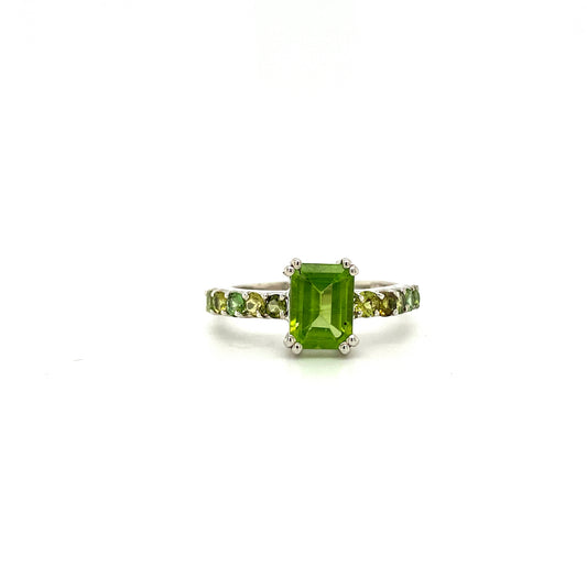 Natural Peridot Gemstone 925 Sterling Silver Ring | Paraiso Jewels