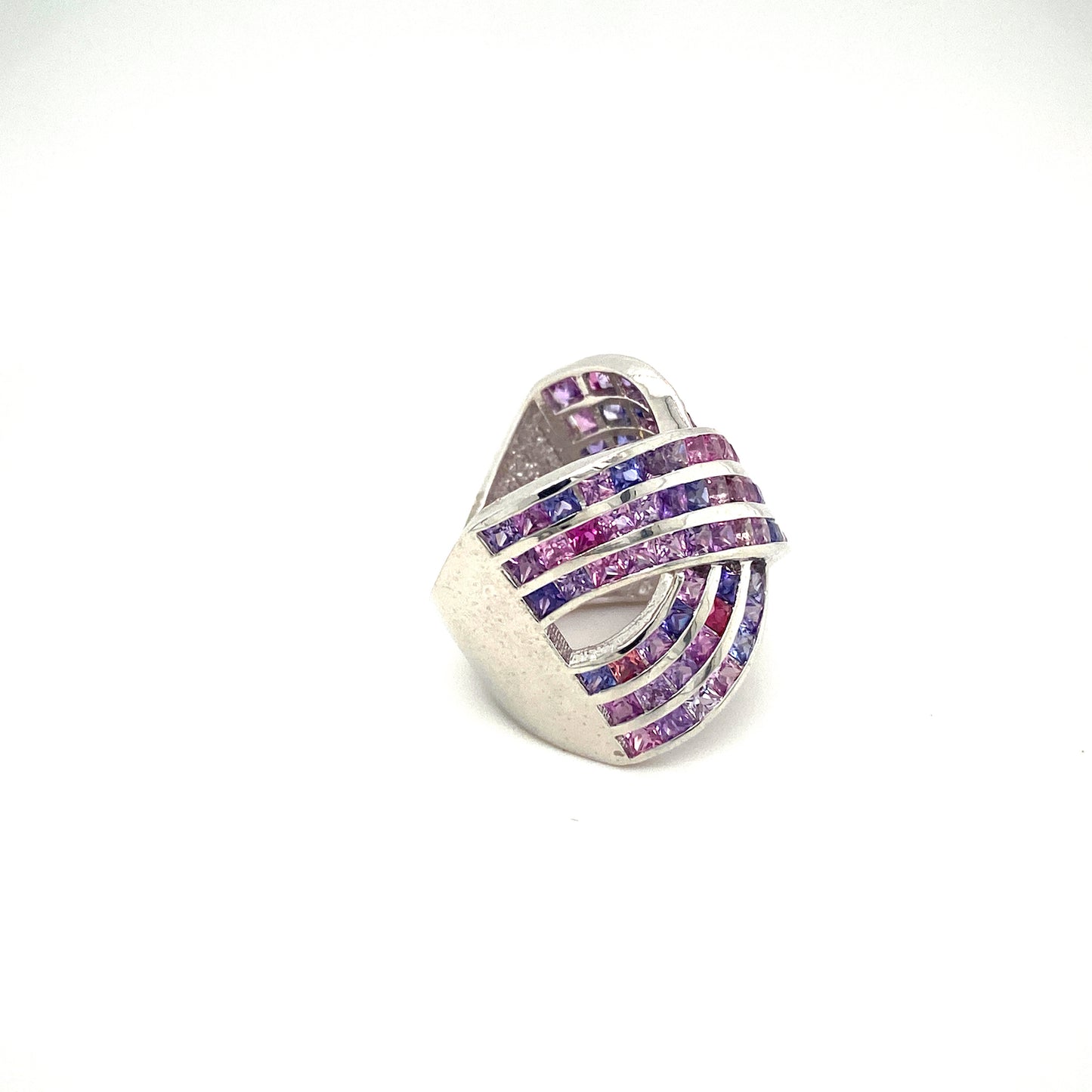 Natural Multi Sapphire Gemstone 925 Sterling Silver Ring - Side View | Paraiso Jewels