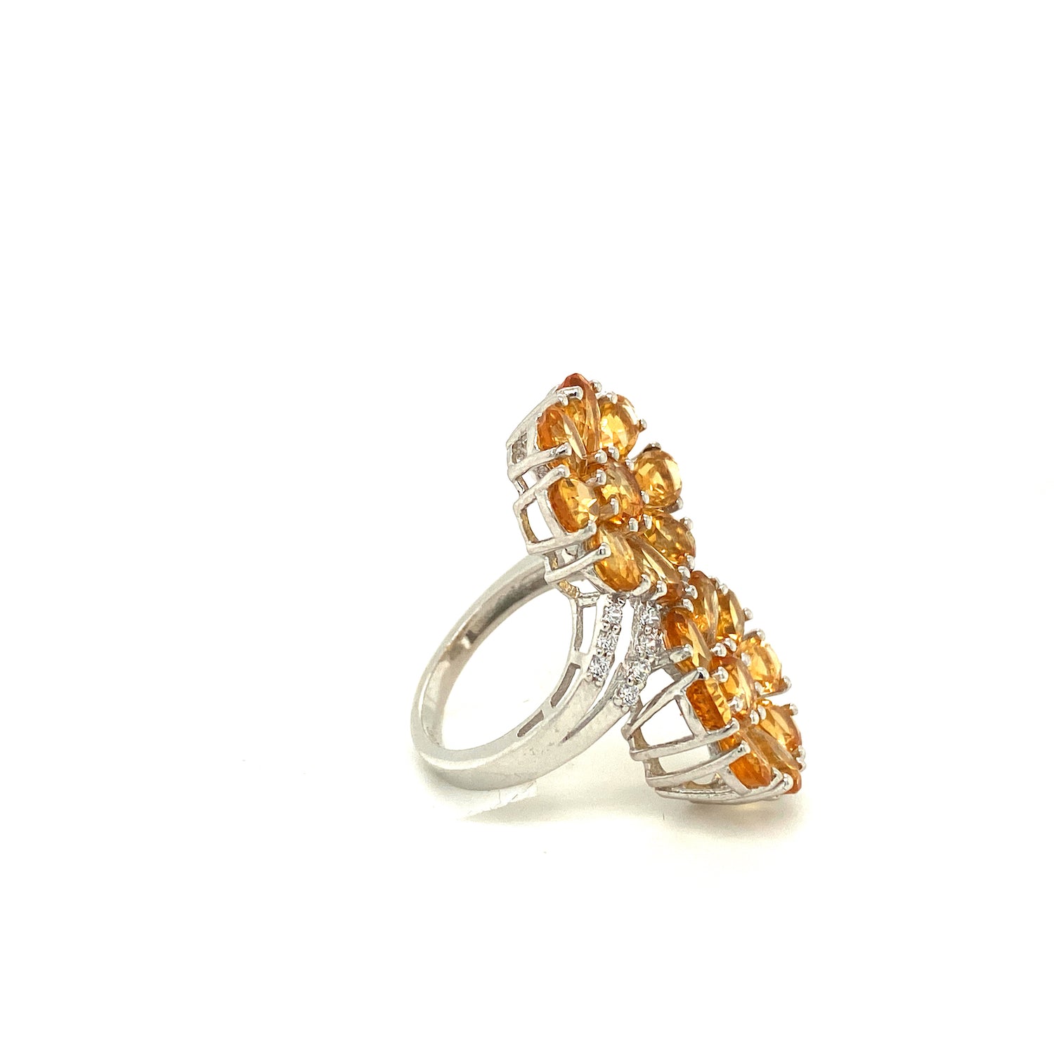 Natural Citrine Gemstone 925 Sterling Silver Ring - Side View | Paraiso Jewels