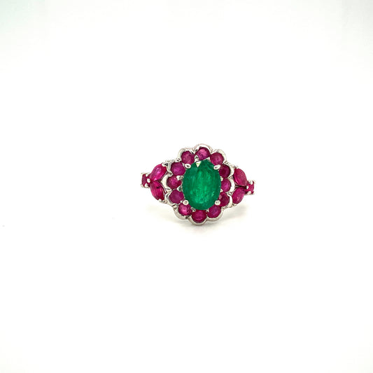Natural Emerald Gemstone 925 Sterling Silver Ring | Paraiso Jewels