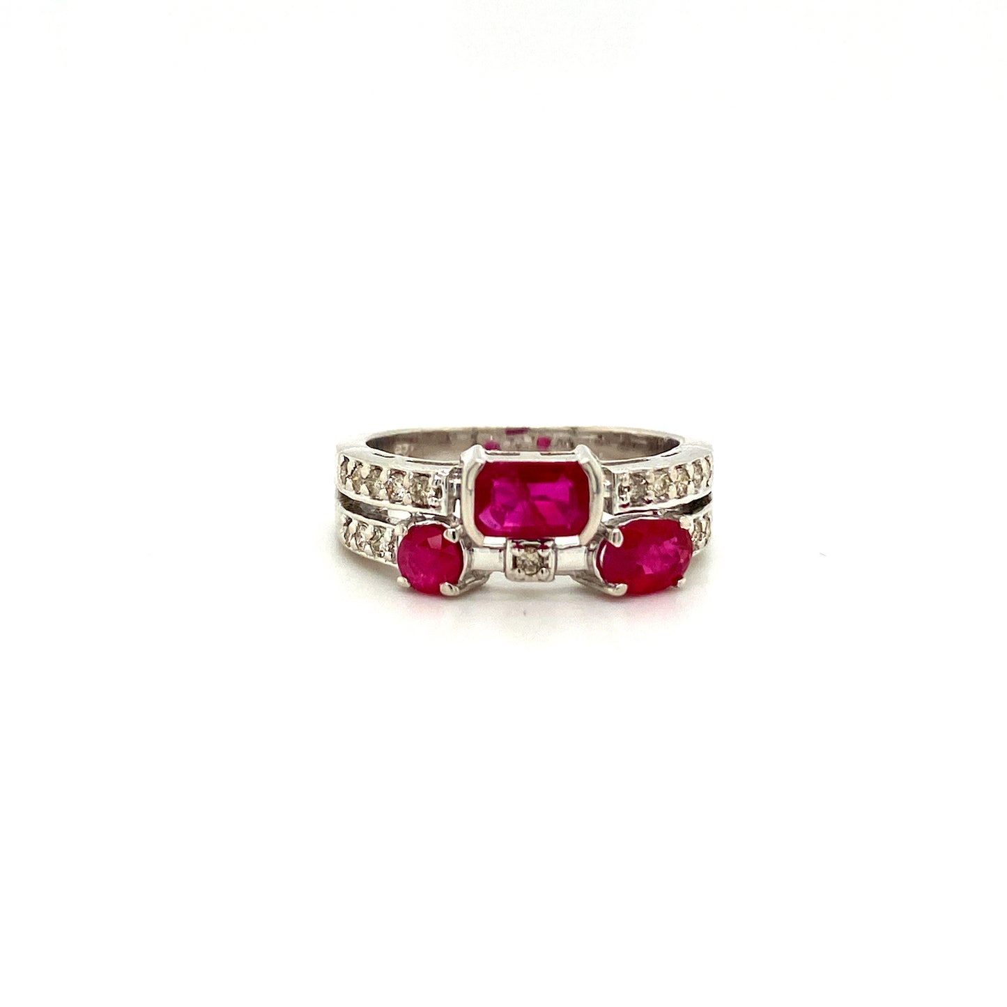 Natural Ruby and Diamond Gemstone 925 Sterling Silver Ring | Paraiso Jewels