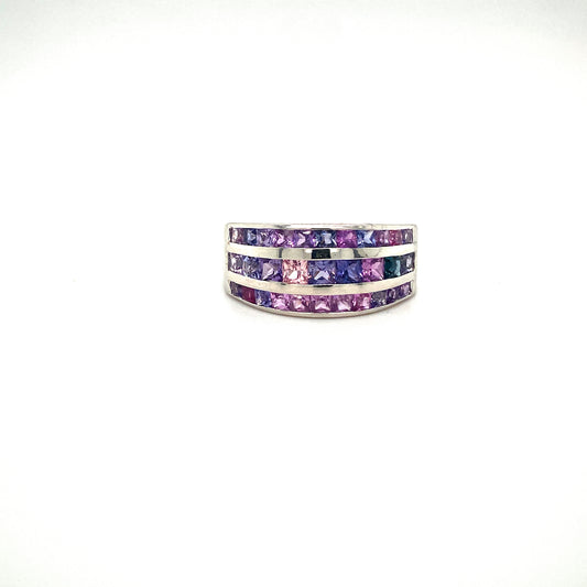 Natural Multi Sapphire Gemstone 925 Sterling Silver Ring | Paraiso Jewels