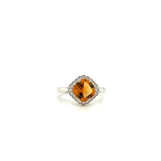 Natural Citrine Diamond Gemstone 925 Sterling Silver Ring | Paraiso Jewels