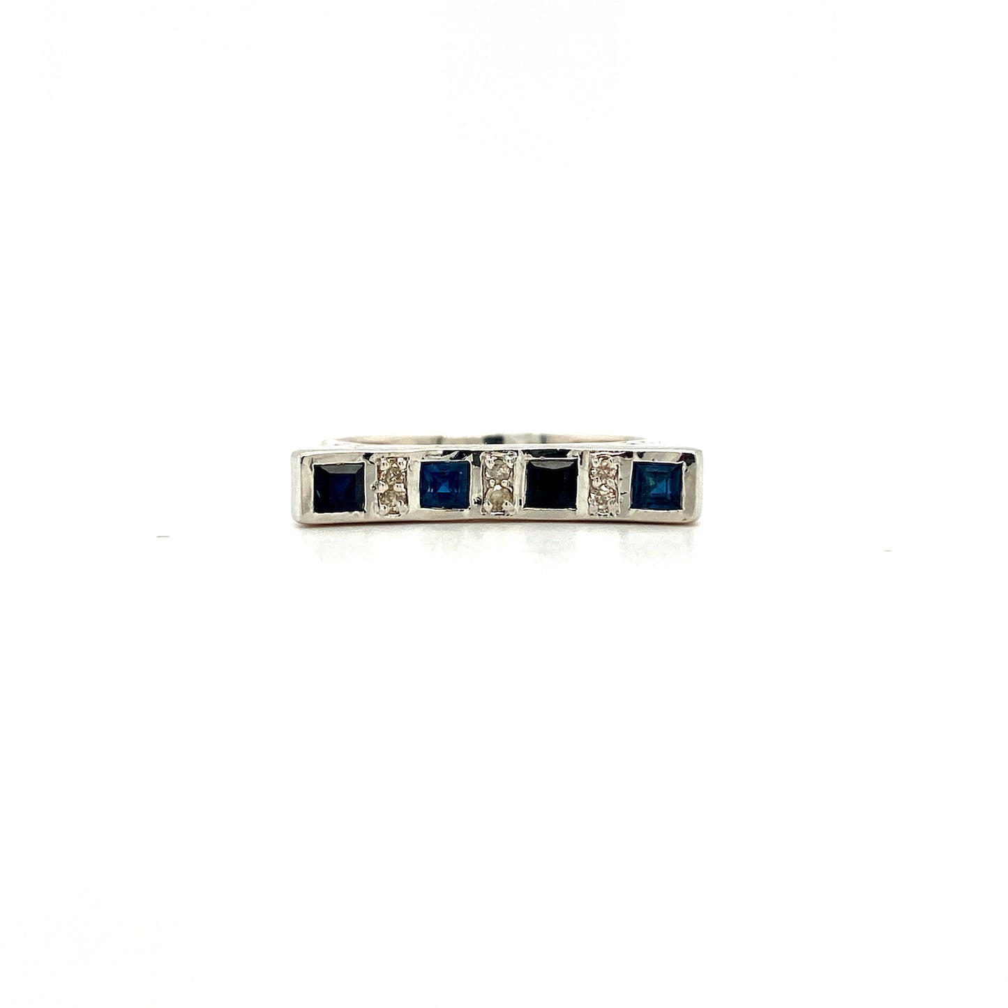 Natural Sapphire and Diamond Gemstone 925 Sterling Silver Ring | Paraiso Jewels