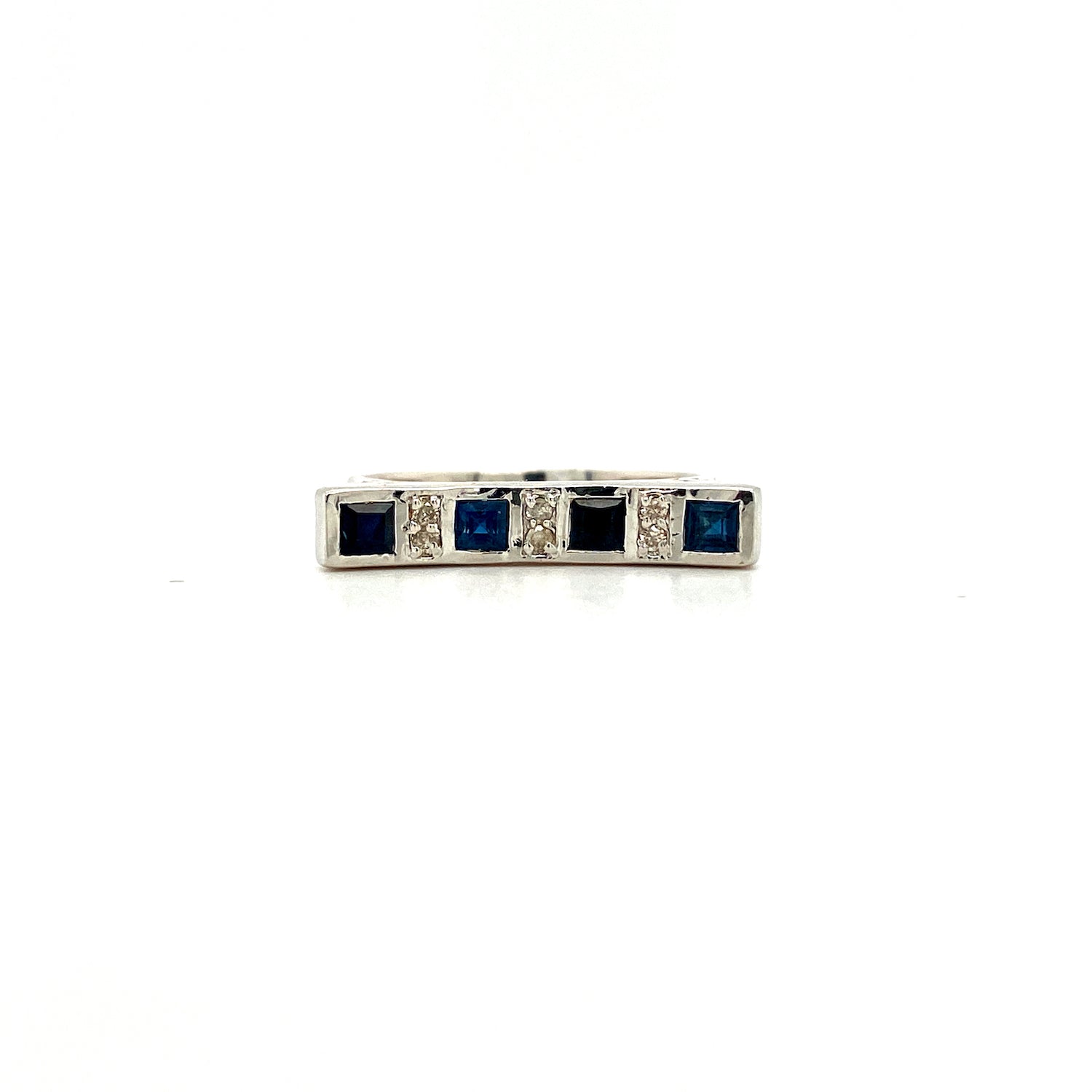Natural Sapphire and Diamond Gemstone 925 Sterling Silver Ring | Paraiso Jewels