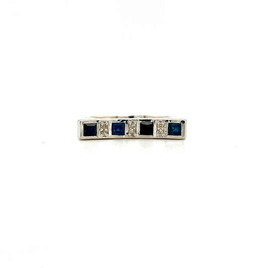 Natural Sapphire and Diamond Gemstone 925 Sterling Silver Ring | Paraiso Jewels